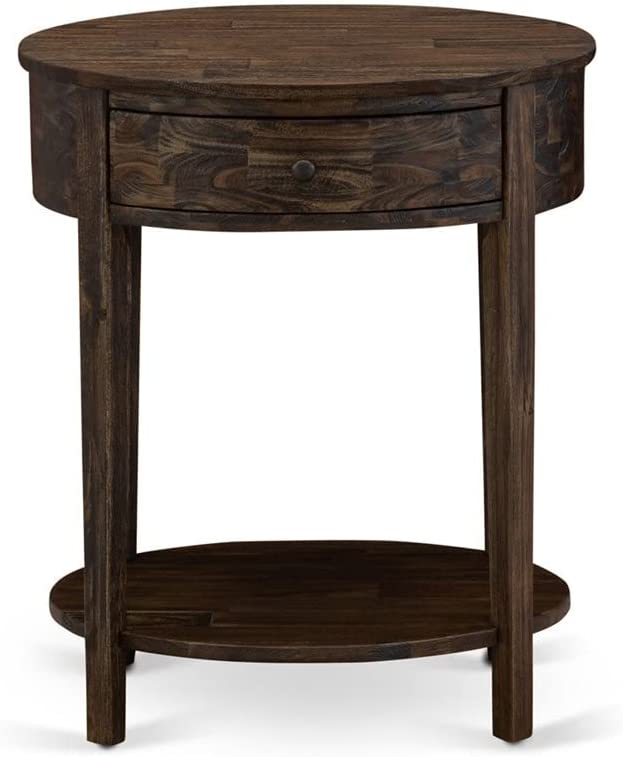 Mid Century Style End Table with Drawer- Distressed Jacobean Finish