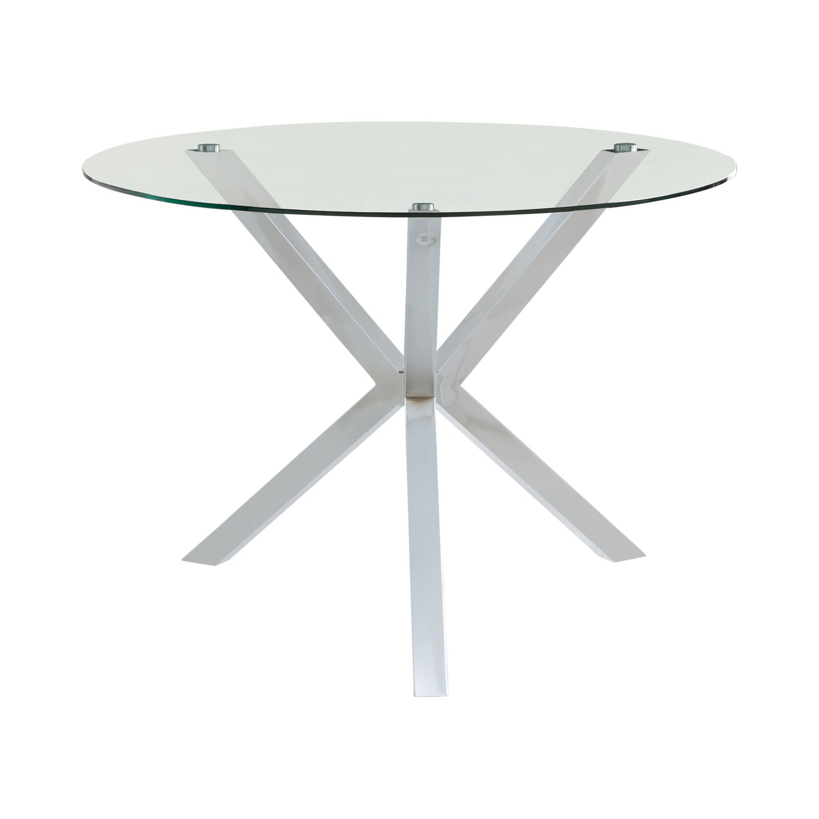 Coaster Vance Glass Top Dining Table With X-Cross Base Chrome 120760