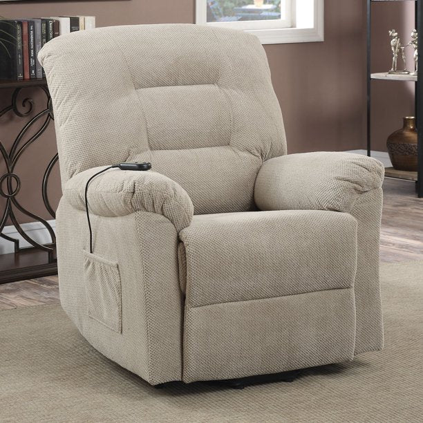 Coaster Power Lift Recliner, Taupe Textured Chenille Fabric