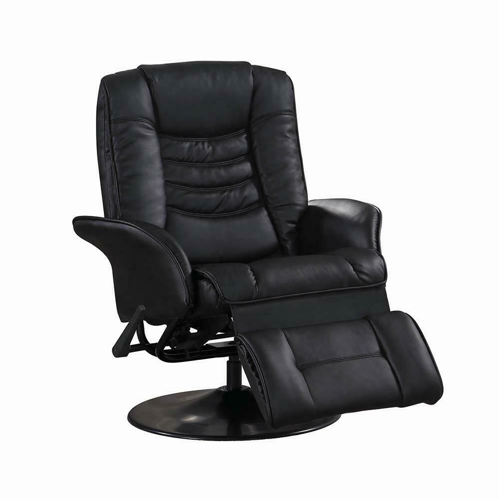 Coaster Upholstered Leatherette Swivel Recliner Black 600229