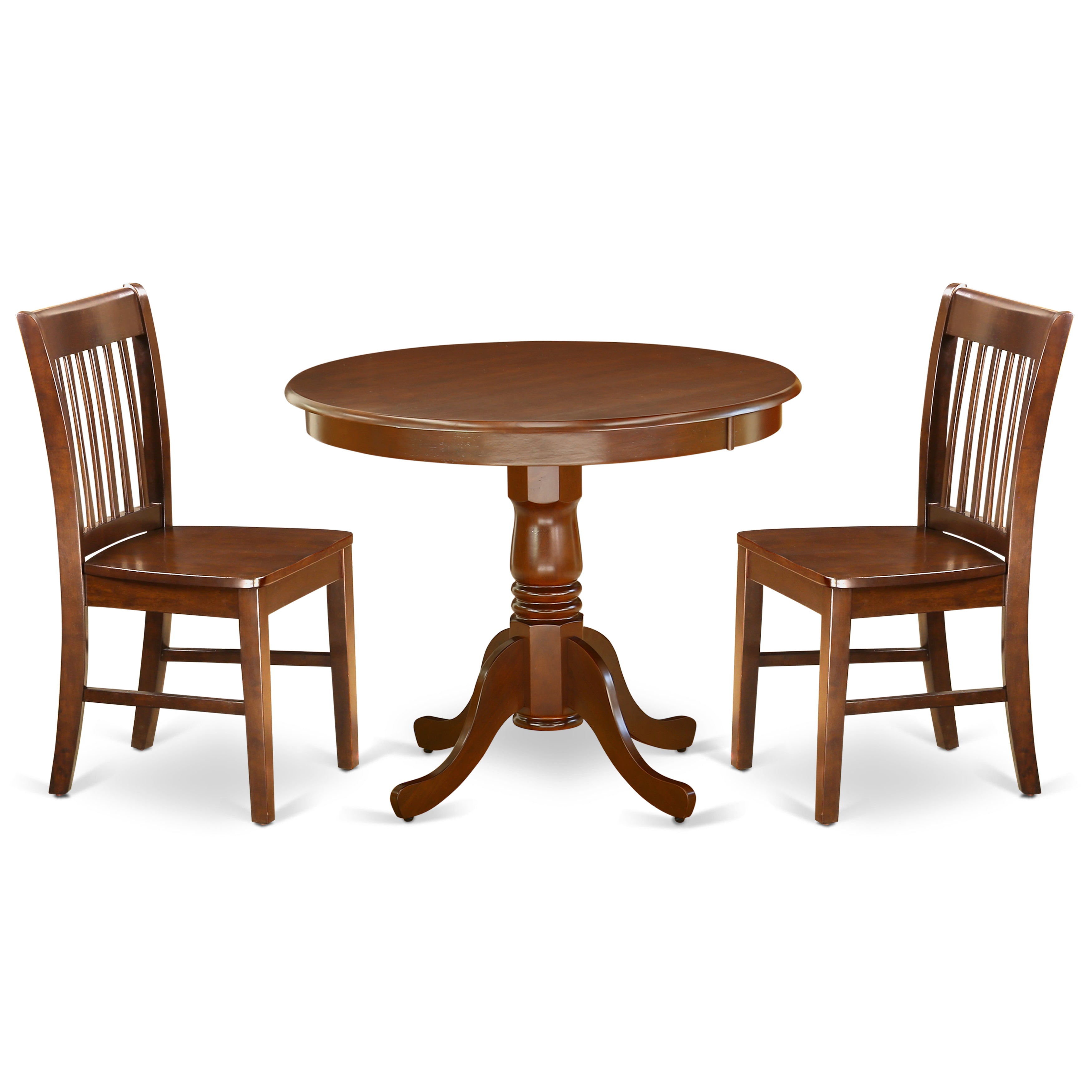 ANNO3-MAH-W 5Pc Round 36" Table And Four Kitchen Wood Seat Chairs