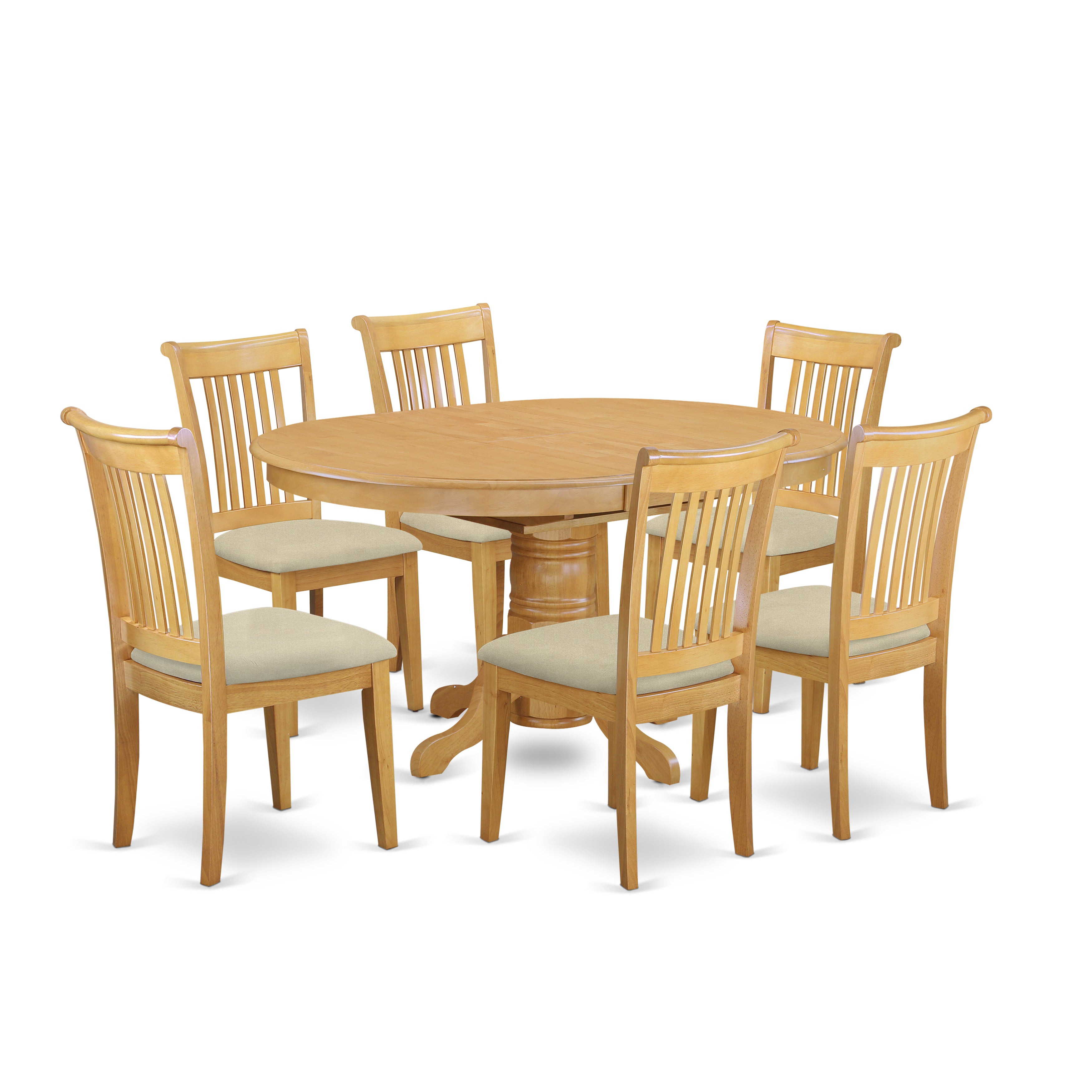 AVPO7-OAK-C 7 Pc Dining set with a Kitchen Table and 6 Cushion Seat Kitchen Chairs in Oak