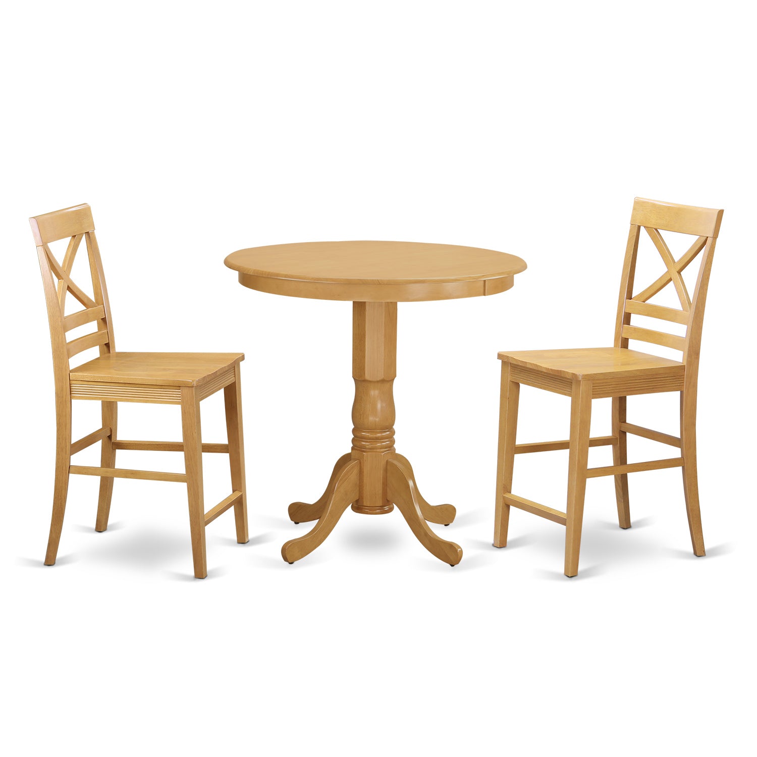 JAQU3-OAK-W 3 Pc counter height Dining room set - high Table and 2 counter height stool.