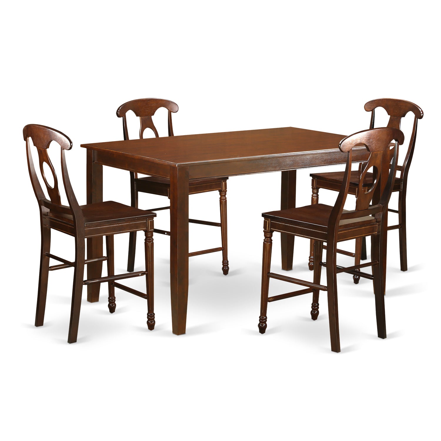 DUKE5H-MAH-W 5 Pc counter height set-pub Table and 4 Dining Chairs.
