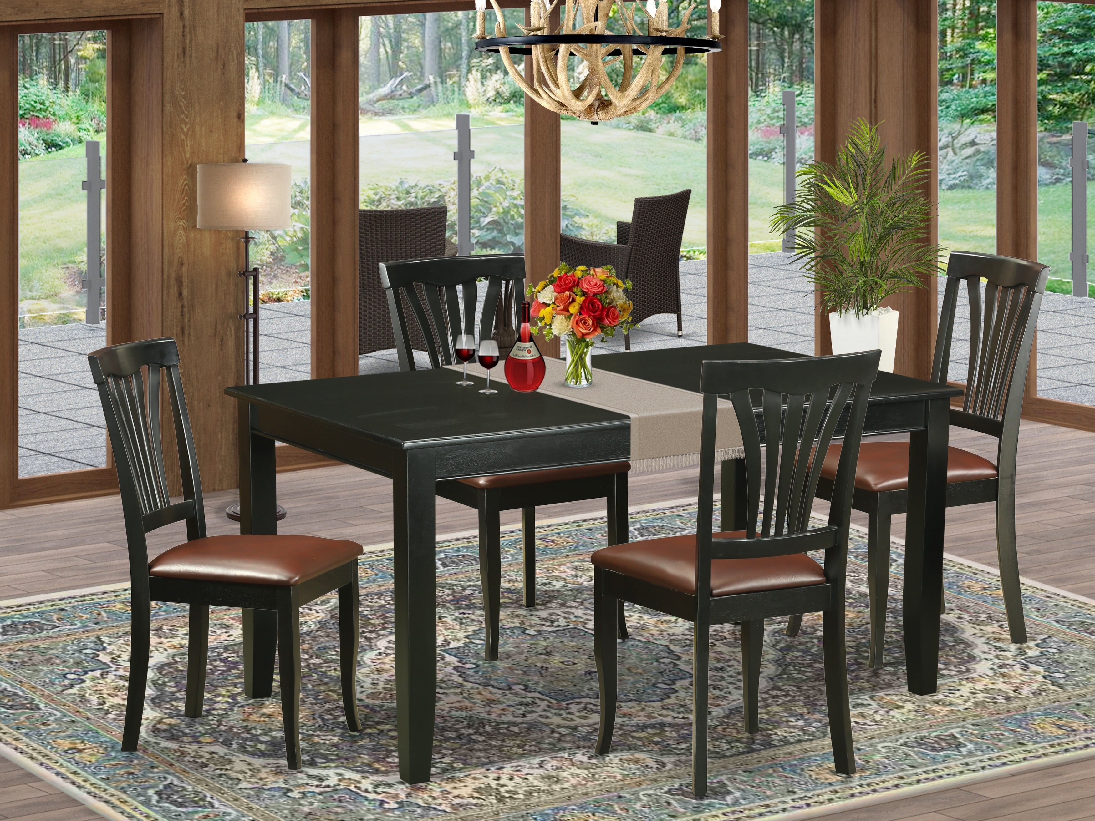 DUAV5-BLK-LC 5 Pc Dinette set - Kitchen dinette Table and 4 dinette Chairs