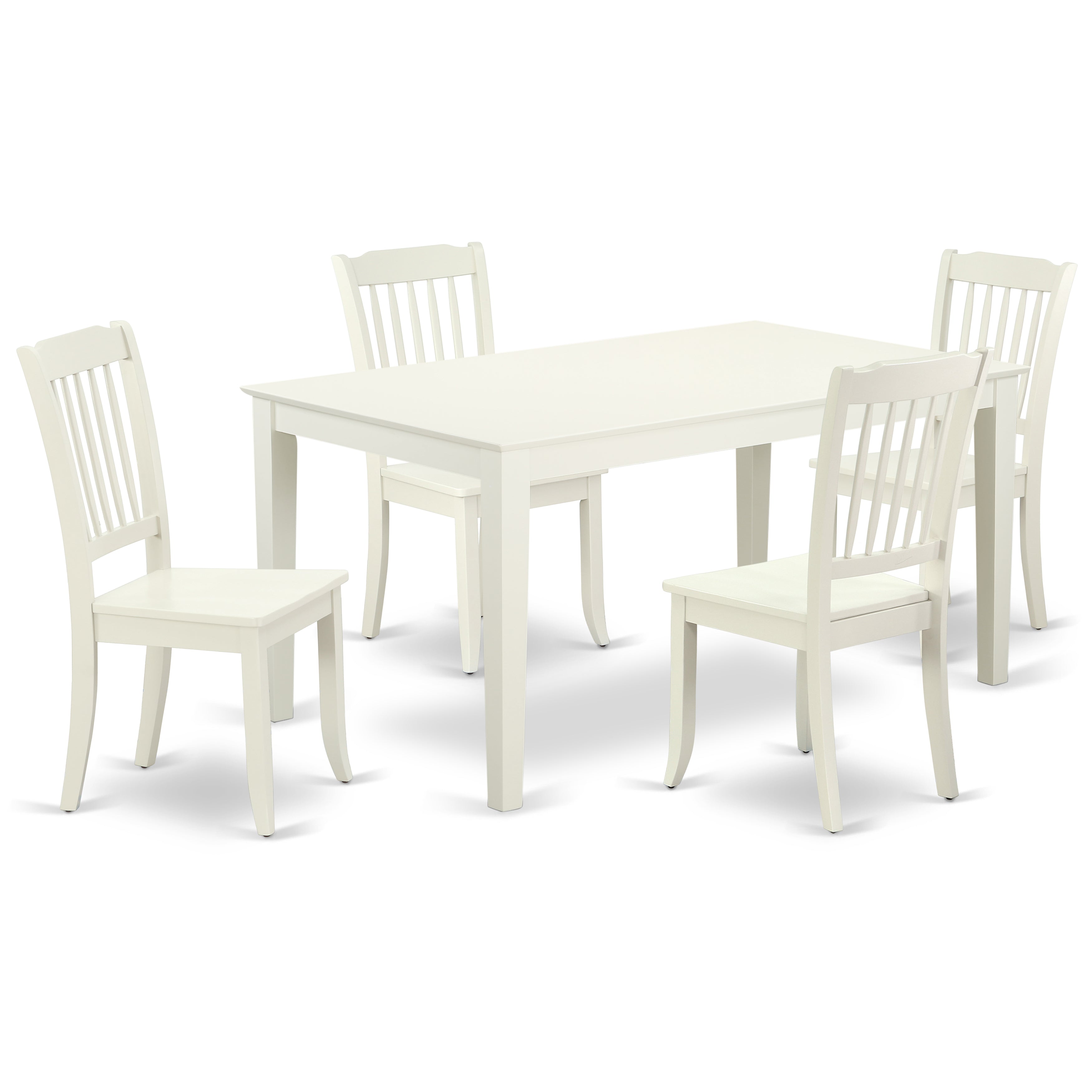 CADA5-LWH-W 5PC Rectangular 60 inch Table and 4 vertical slatted Chairs