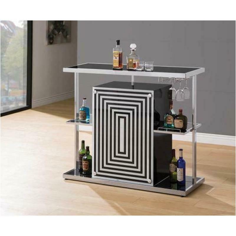 Coaster 2-Tier Geometric Bar Unit TableGlossy Black And White 130076