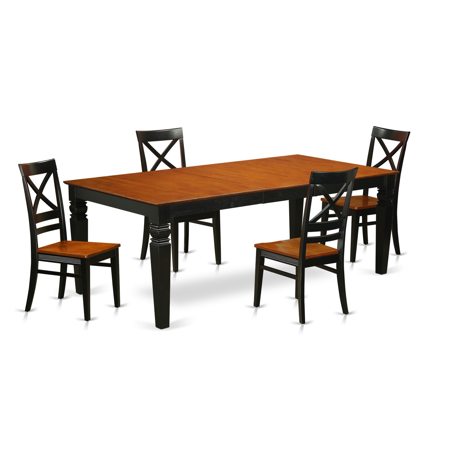 LGQU5-BCH-W 5 Pc Table set with a Dining Table and 4 Dining Chairs in Black and Cherry