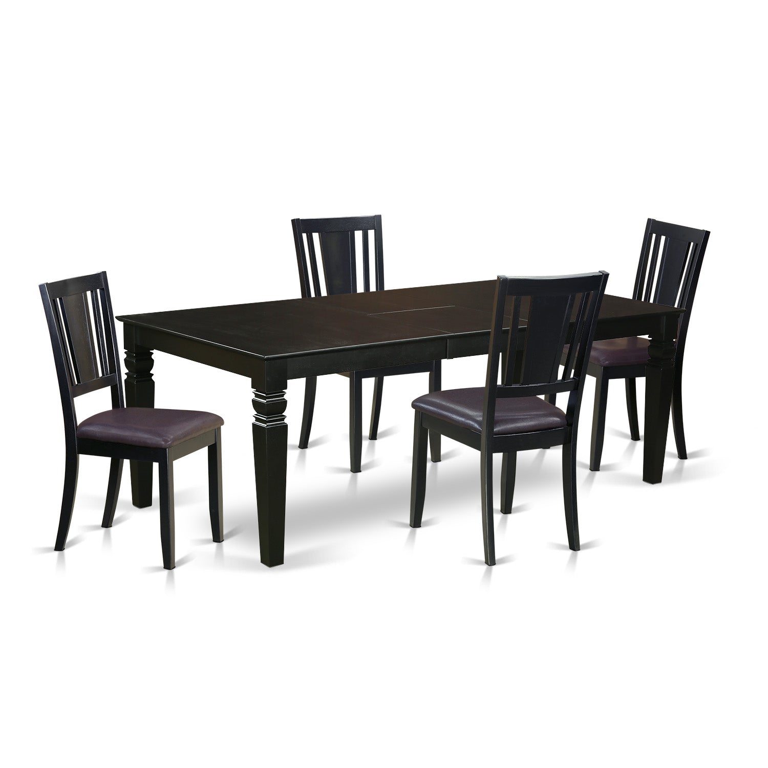 LGDU5-BLK-LC 5 Pc Dining set with a Dining Table and 4 Leather Dining Chairs in Black