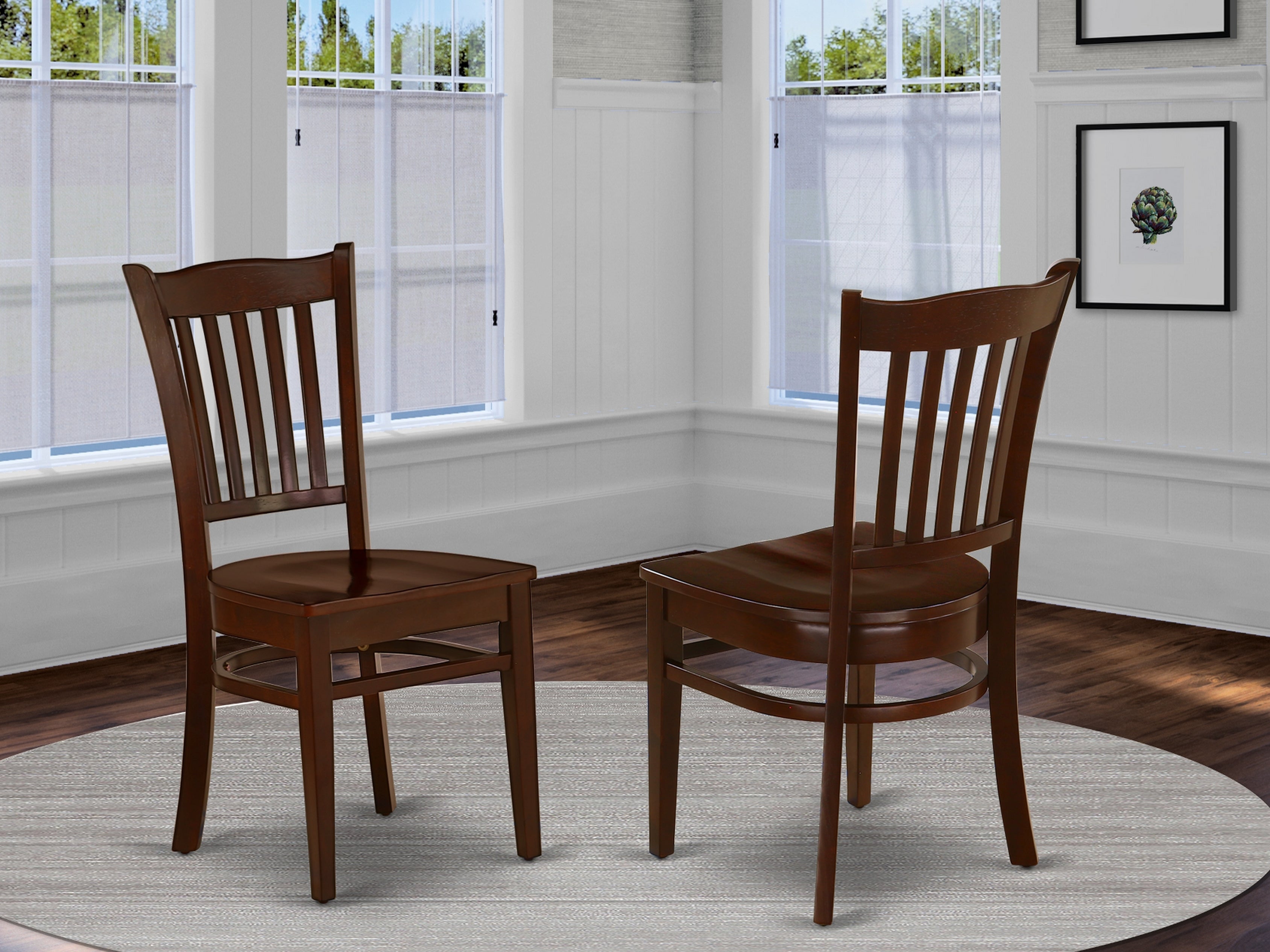 GRC-MAH-W Groton Dining Chair With Wood Seat In Mahogany Finish