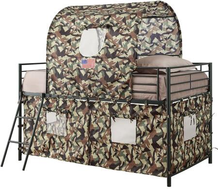 Camouflage Tent Loft Bed with Ladder Army Green