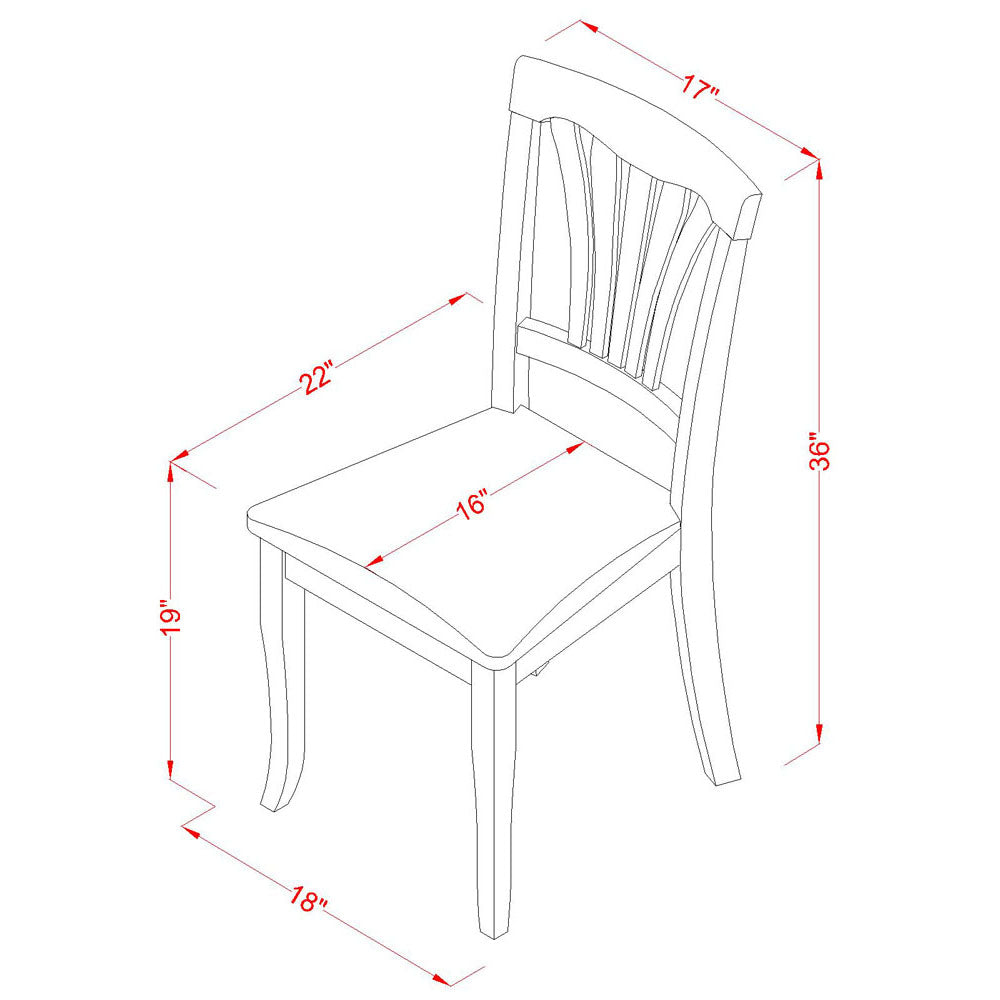 AVC-SBR-LC Avon kitchen dining Chair with Faux Leather Seat - Saddle Brow Finish