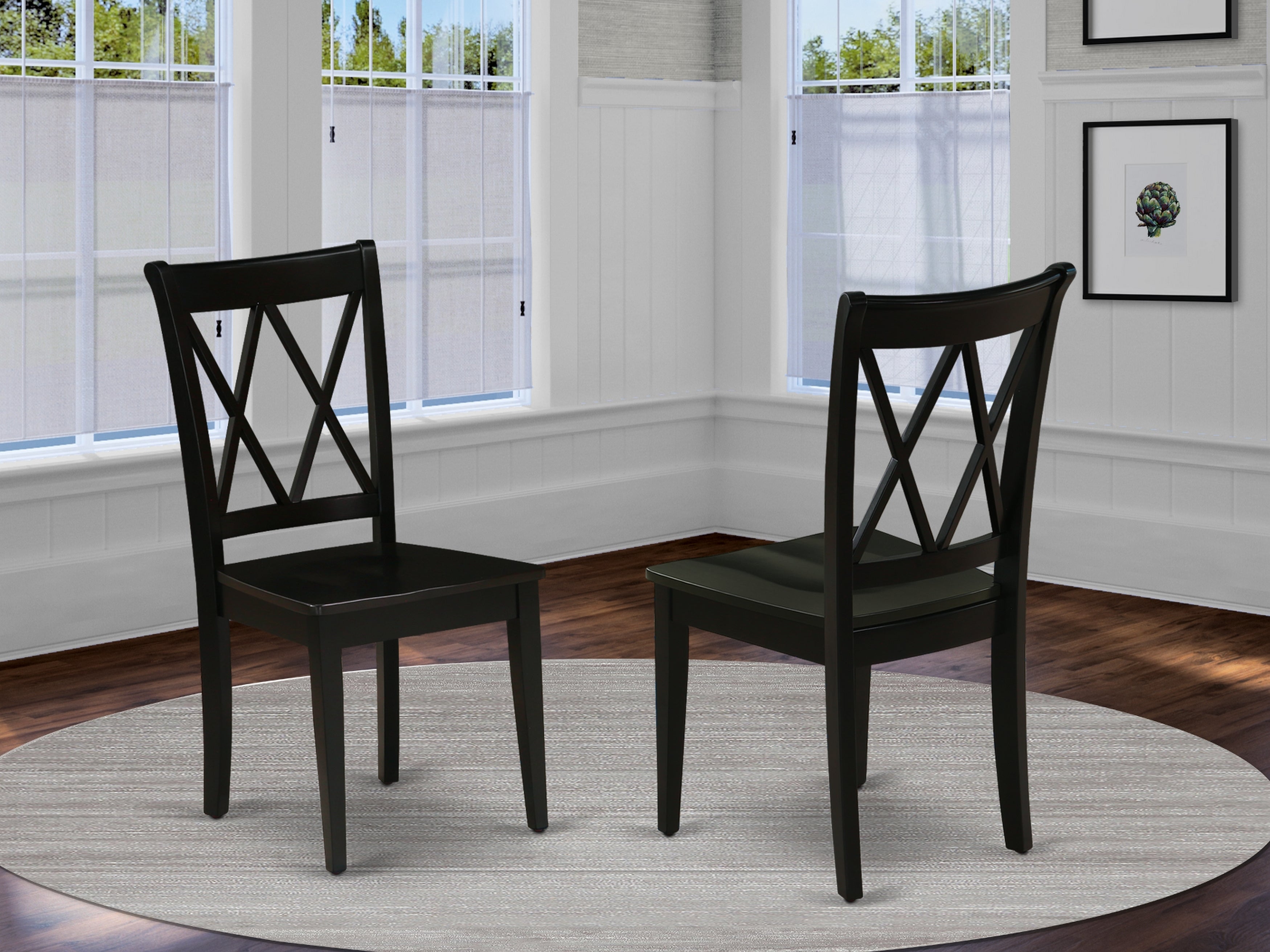 CLC-BLK-W Clarksville Double X-back chairs in Black finish