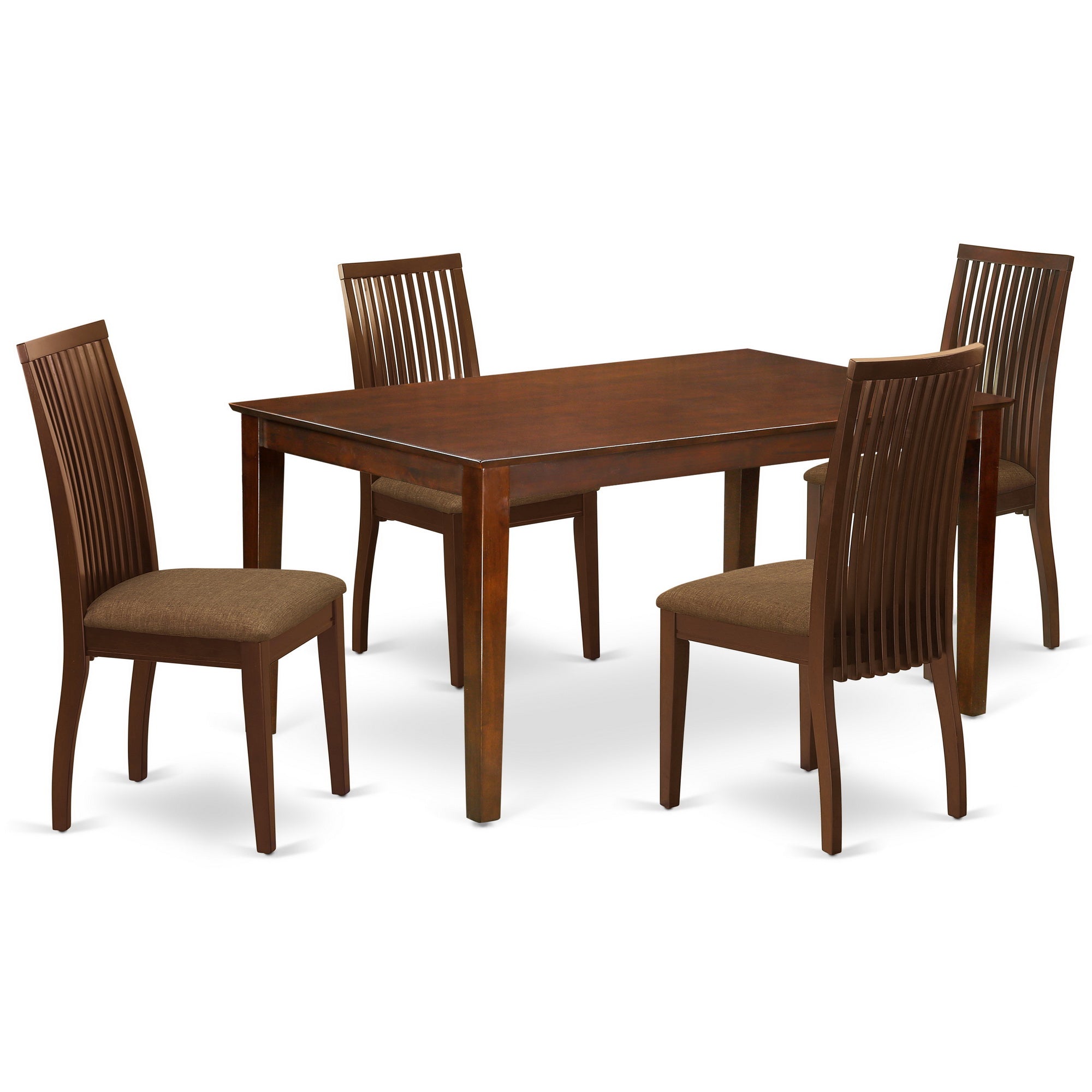 CAIP5-MAH-C 5Pc Dining Set Includes a Rectangle Dinette Table and Four Microfiber Seat Dining Chairs, Mahogany Finish