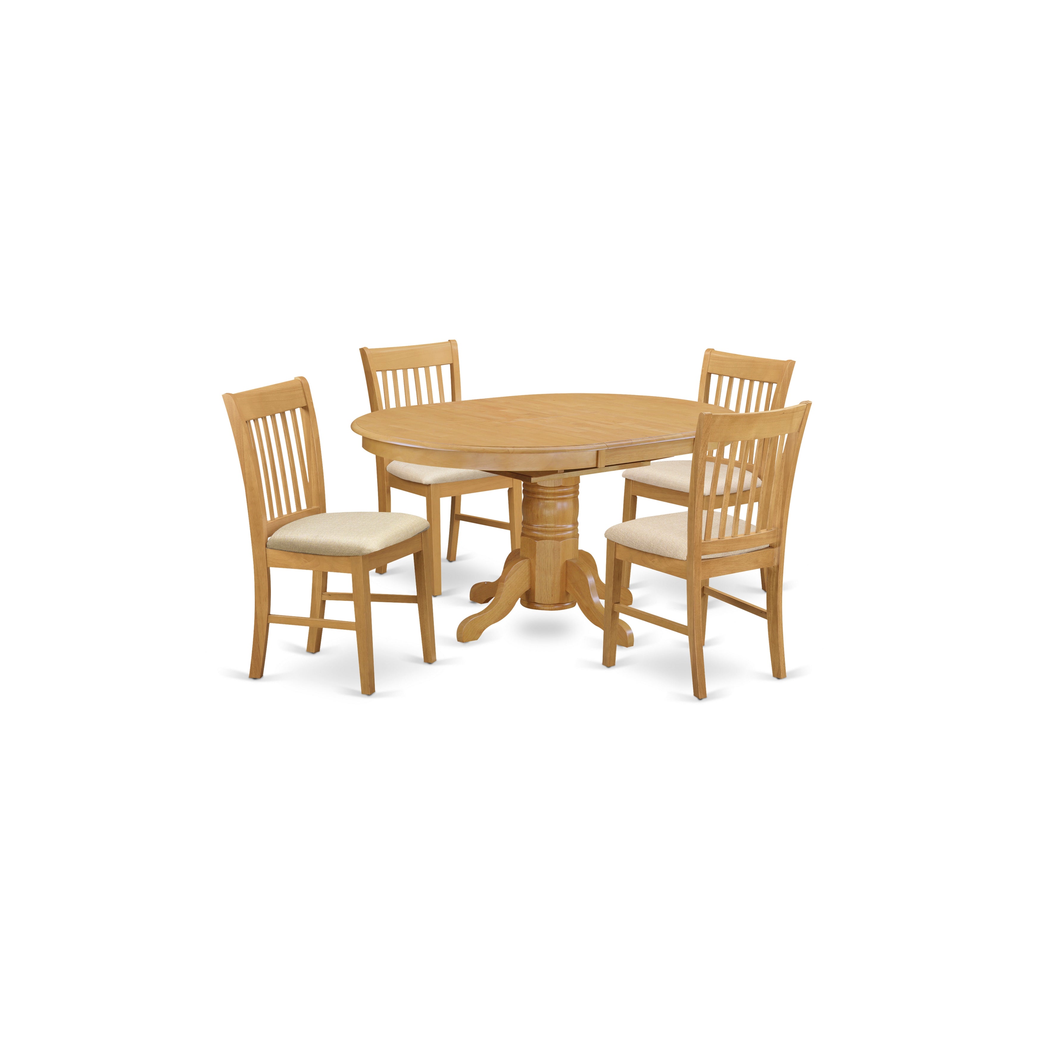 AVNO5-OAK-C 5 PcTable and chair set - Dining Table and 4 dinette Chairs