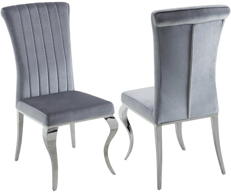 Carone Upholstered Side Chairs Grey And Chrome (Set Of 4)