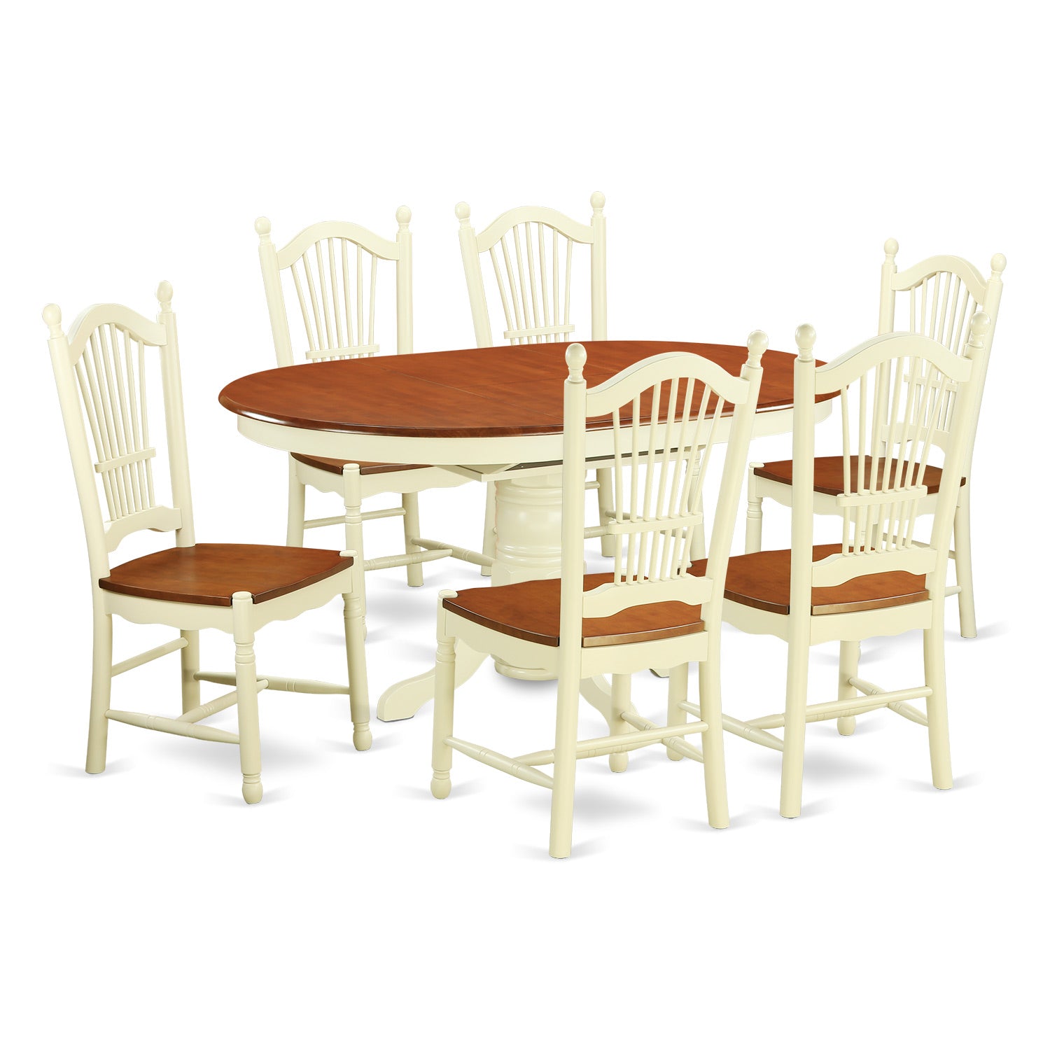 AVDO7-WHI-W 7 PC Table set for 6-Kitchen dinette Table and 6 dinette Chairs