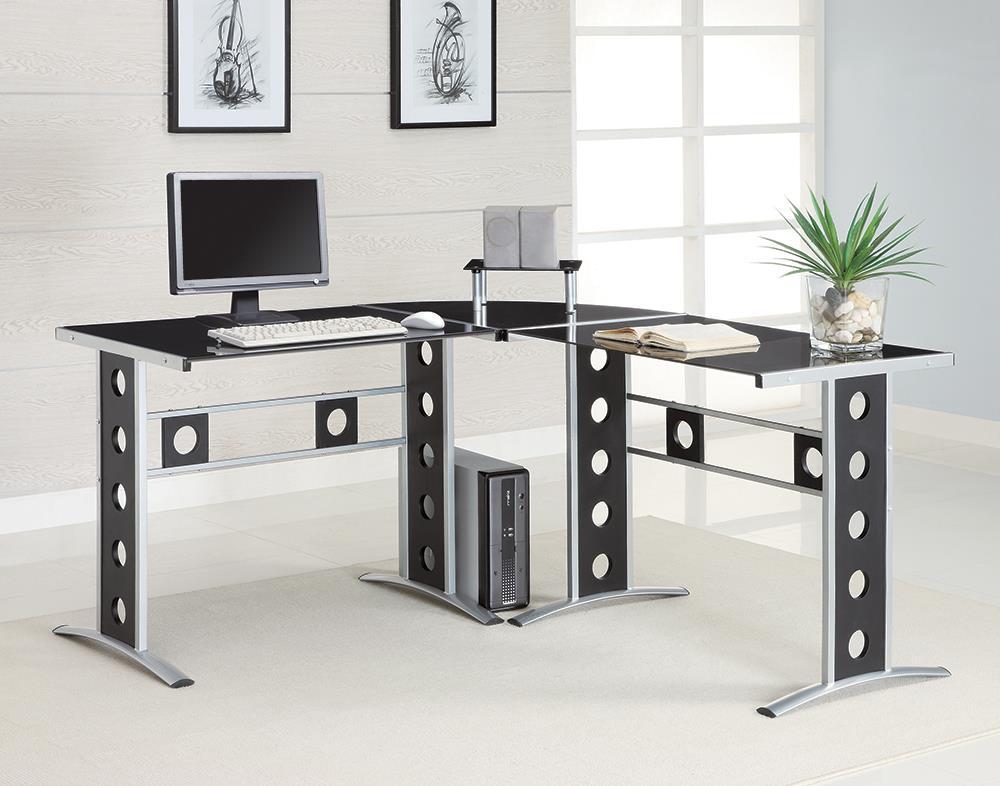 Casual Black And Silver Computer Desk