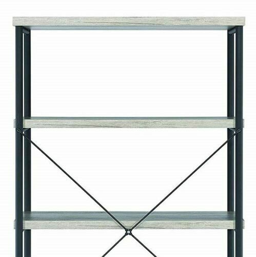 Analiese Wood And Metal 4-Shelf Open Bookcase Grey Driftwood 801546