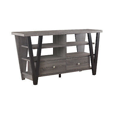 Coaster 2- Drawer 60" TV Stand in Distressed Gray and Black 701015