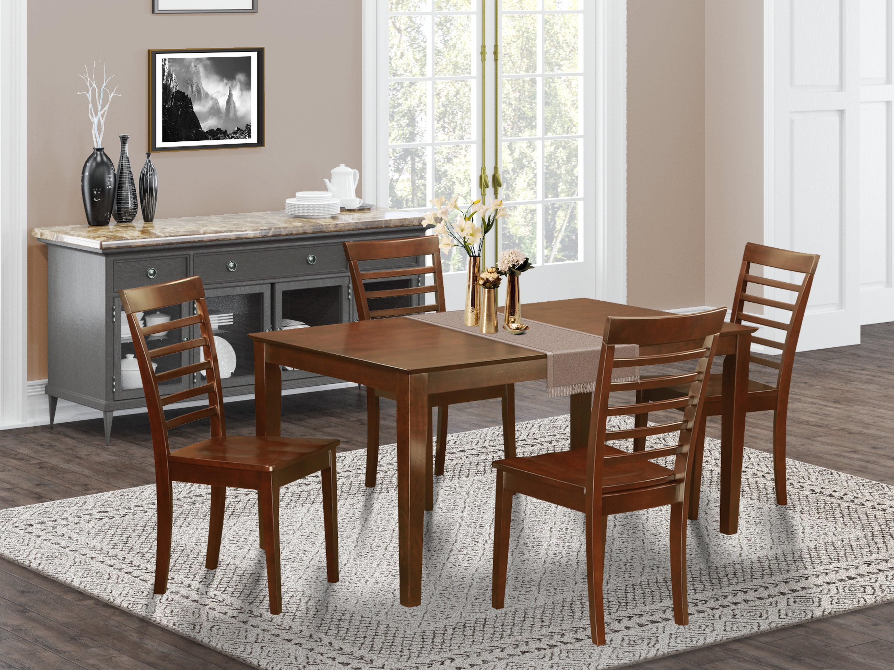 CAML5-MAH-W 5 PC Dining room set for 4-Table and 4 Dining Chairs