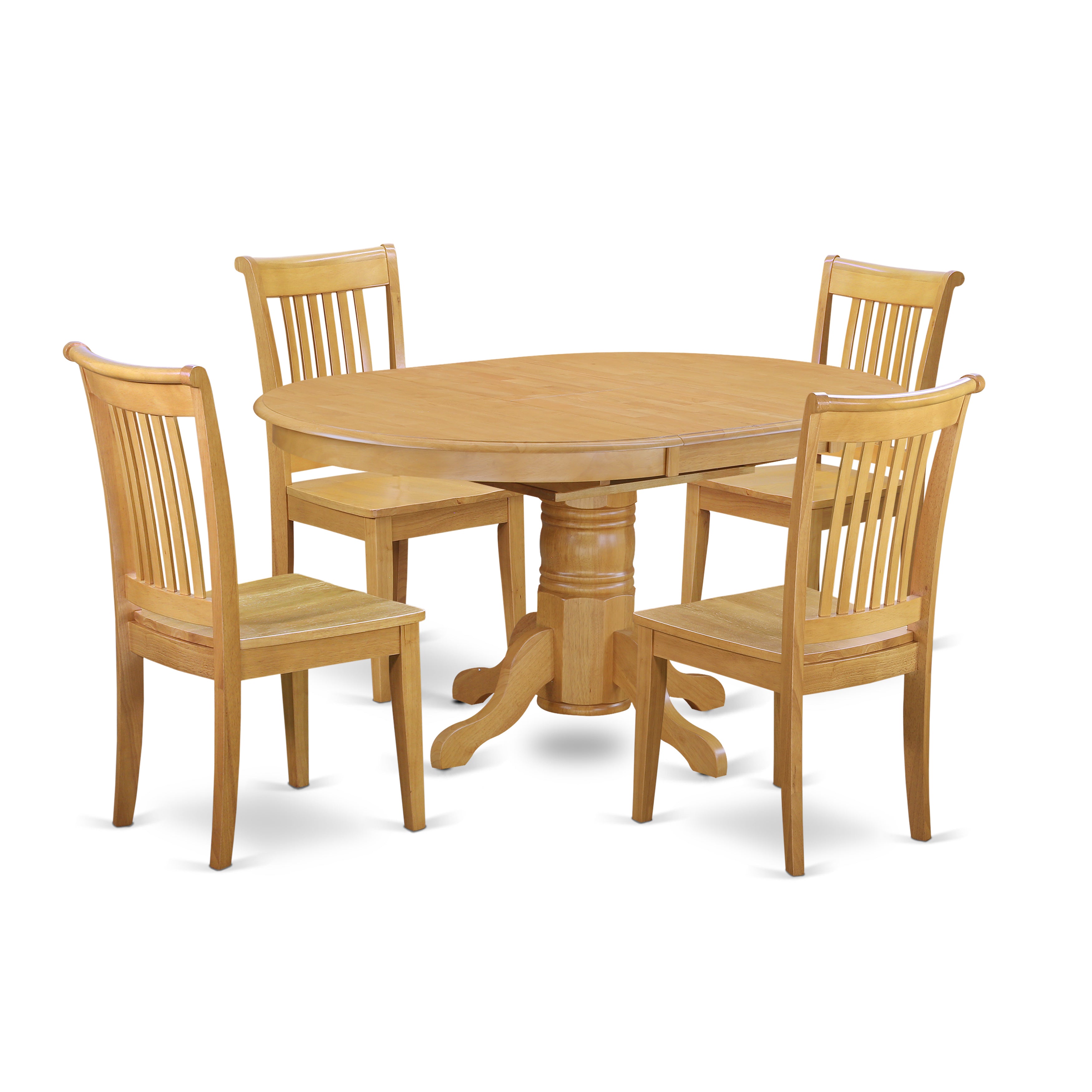 AVPO5-OAK-W 5 Pc Dining set with a Kitchen Table and 4 Wood Seat Kitchen Chairs in Oak