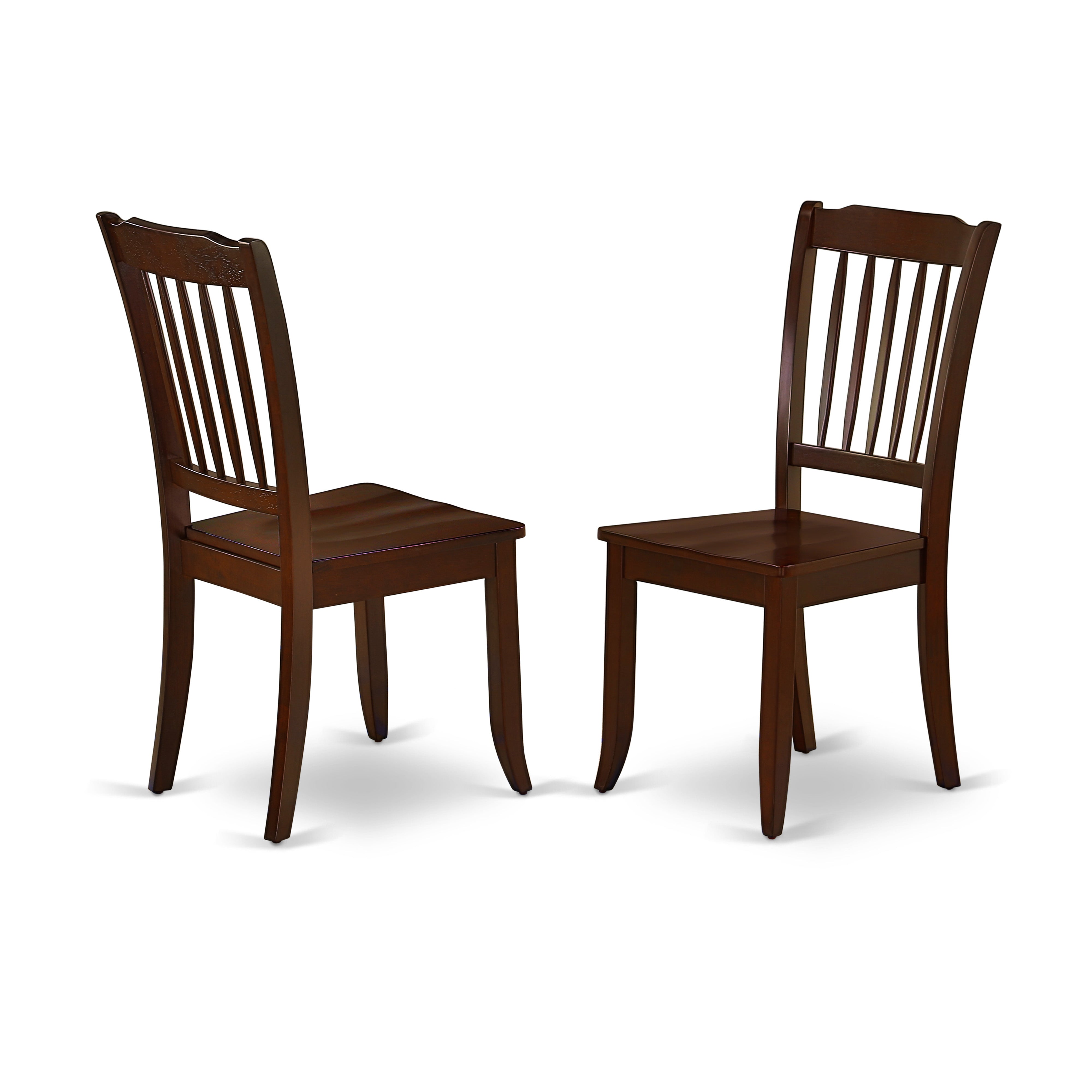 DODA7-MAH-W 7PC Rectangular 60/78 inch Table with 18 In Leaf and 6 vertical slatted Chairs