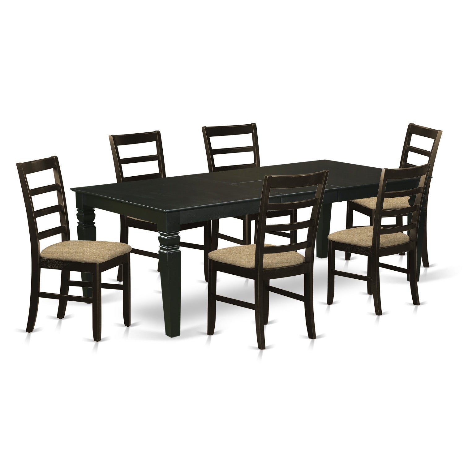 LGPF7-BLK-C 7 Pc Kitchen table set with a Dining Table and 6 Microfiber Kitchen Chairs in Black