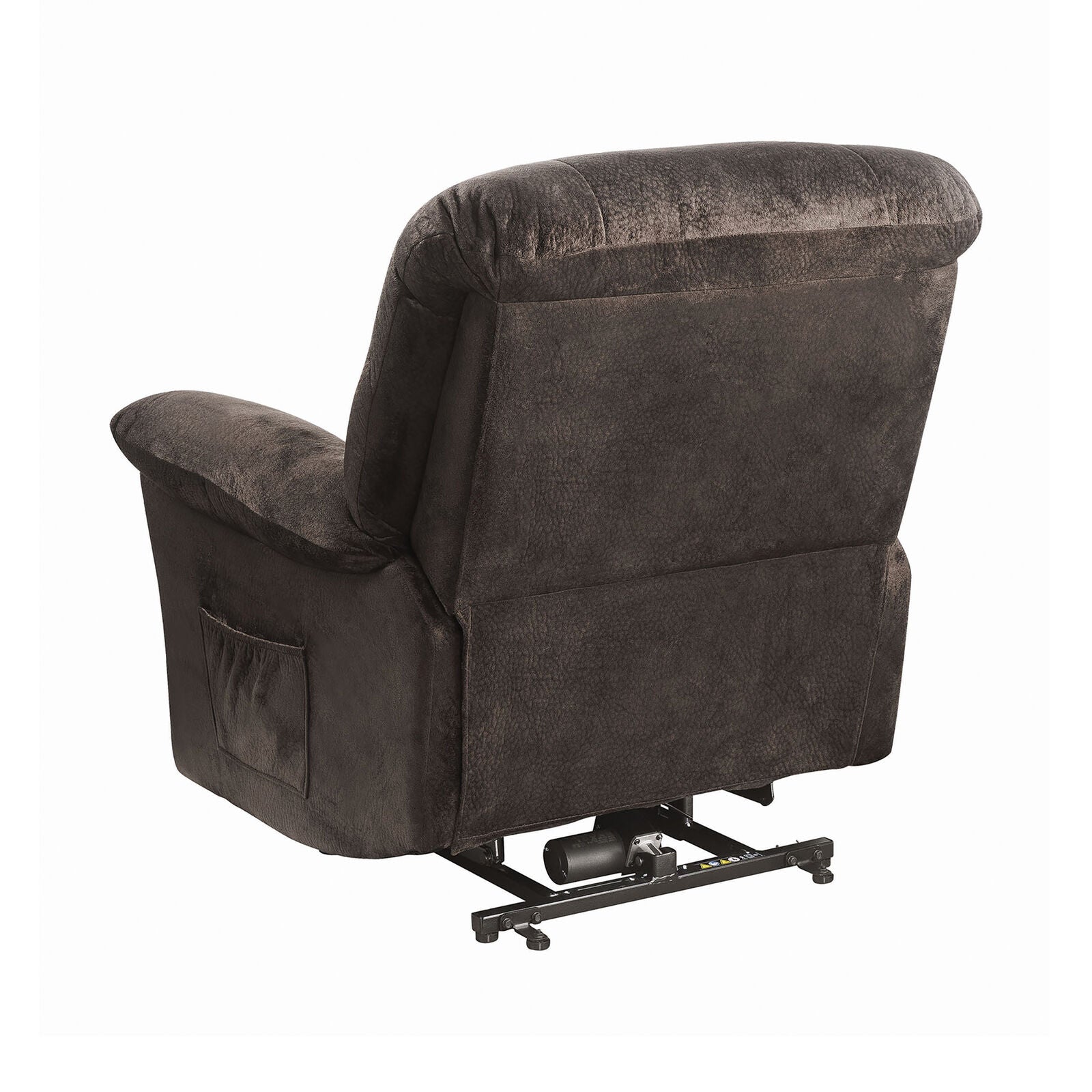 Coaster Velvet Upholstered Power Lift Recliner Chocolate 601026