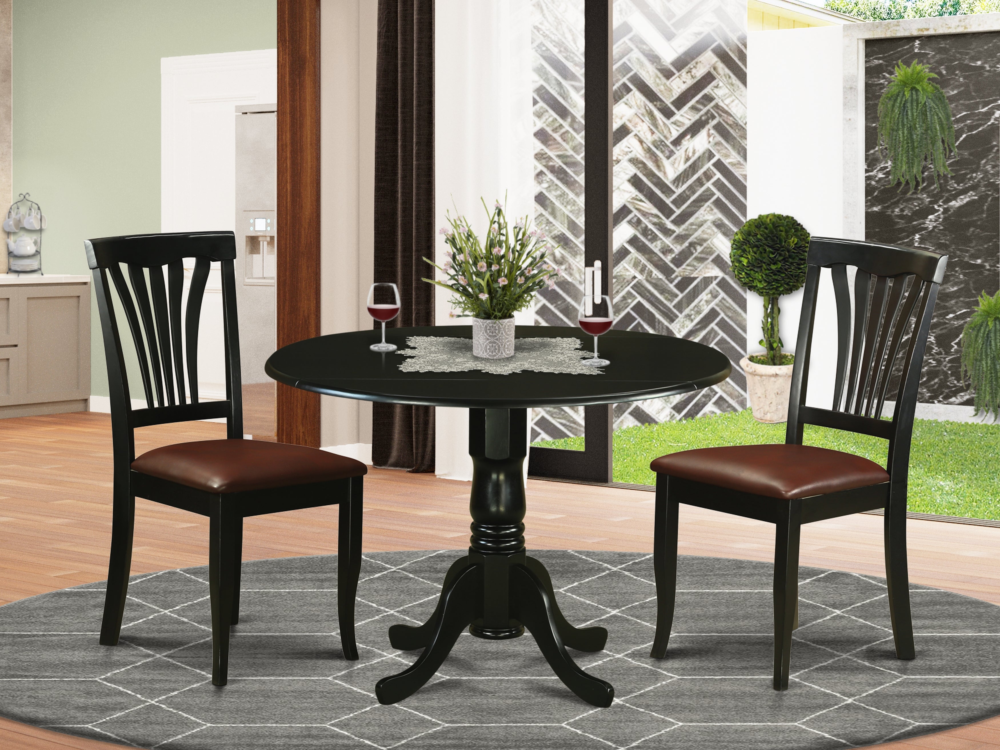 DLAV3-BLK-LC 3 Pc Kitchen nook Dining set-Dining Table and 2 Dining Chairs