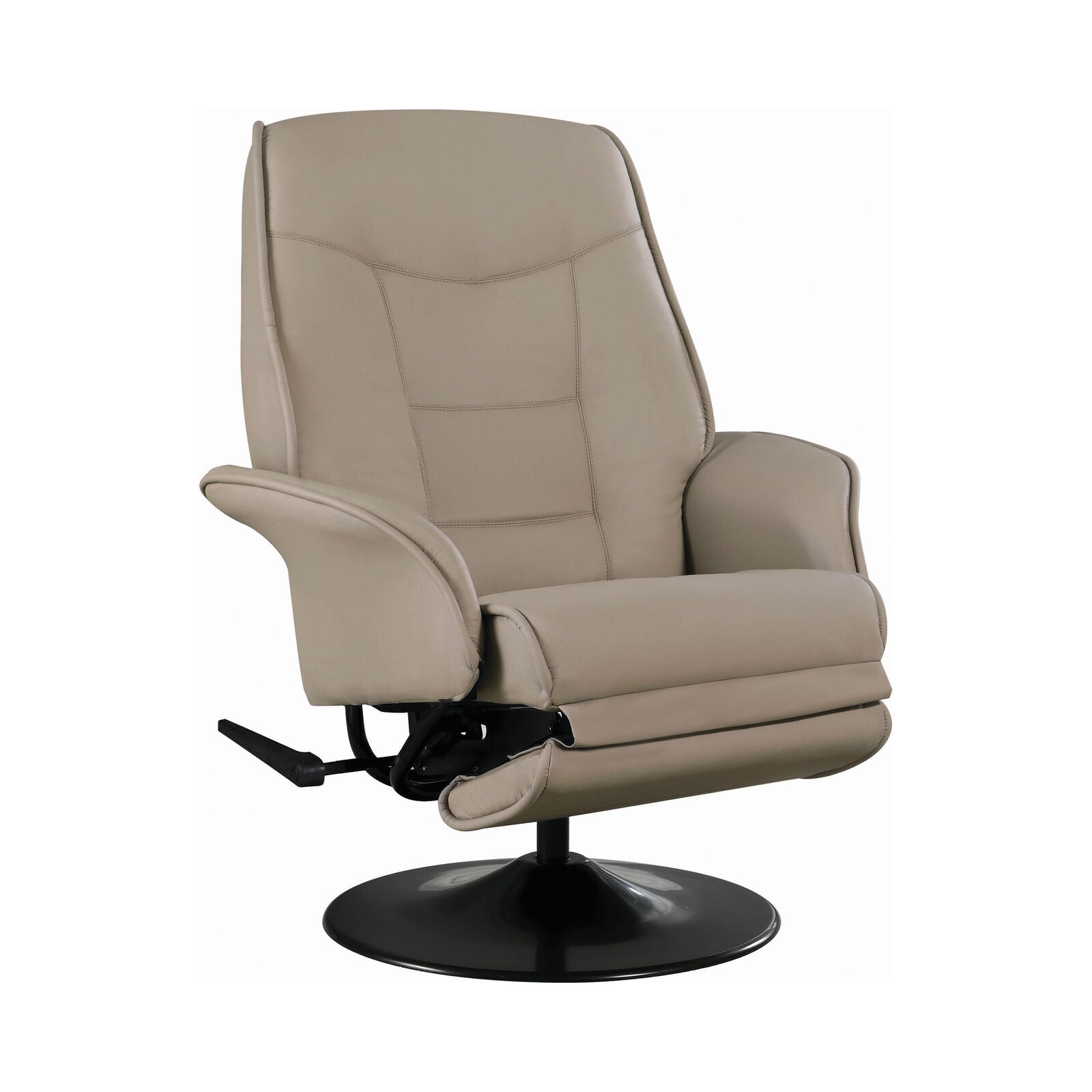 Coaster Swivel Recliner With Leatherette Flared Arm Beige 7502