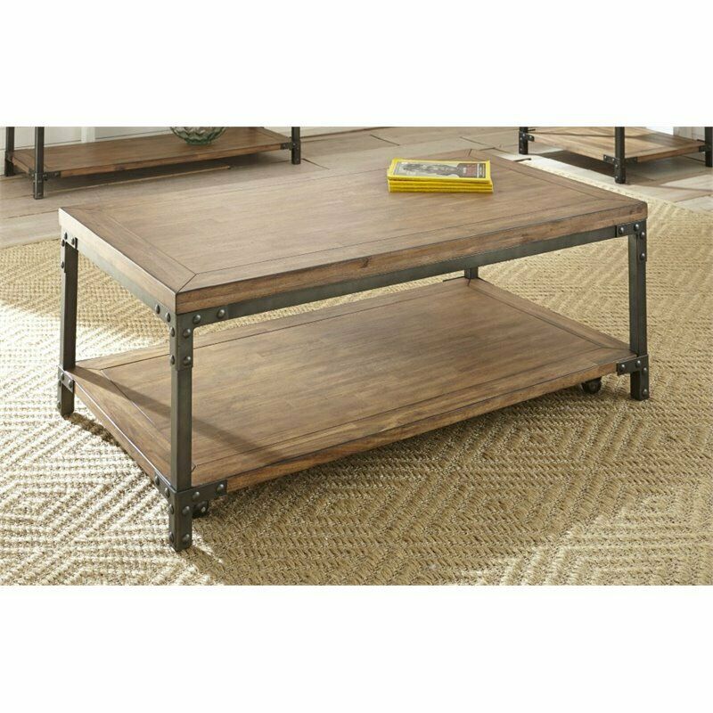 Lantana Coffee Table with Caster in Antique Brown Honey