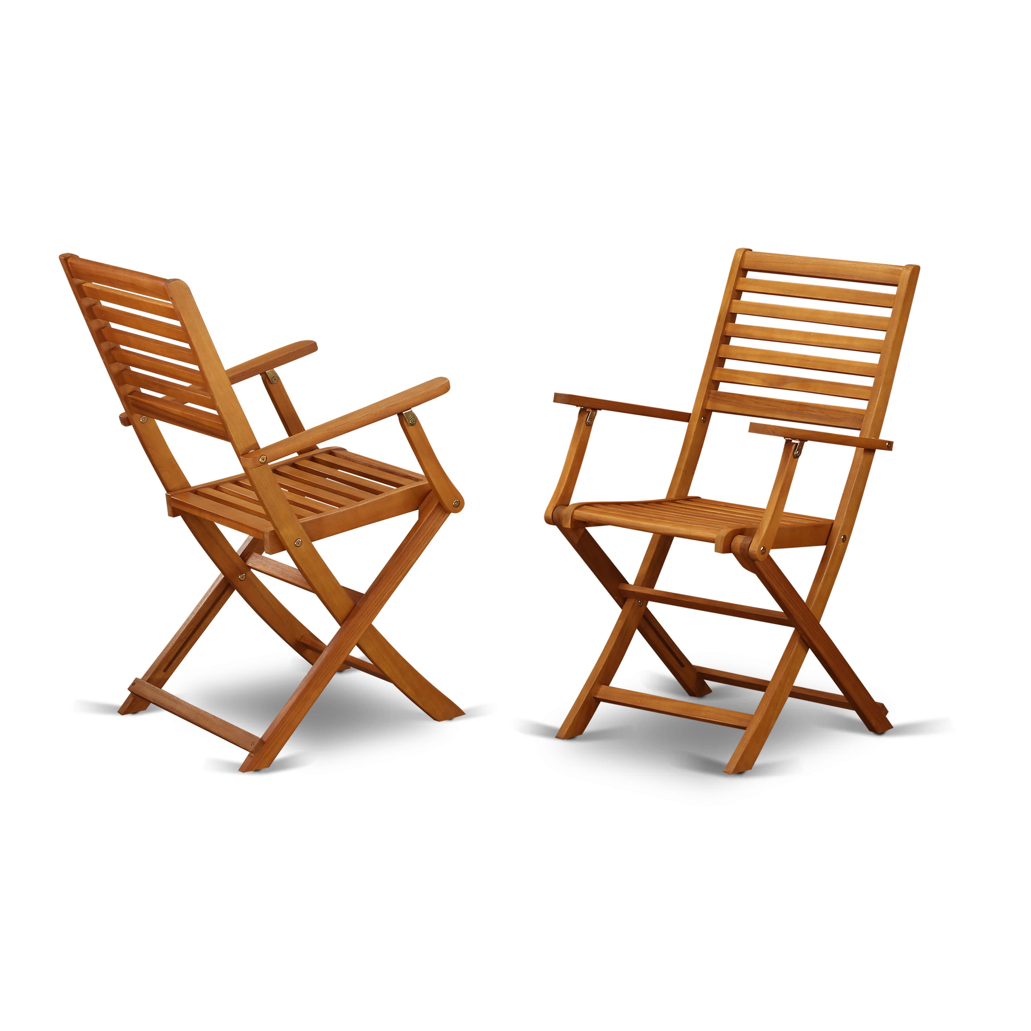 BBSCANA Solid Acacia Wood Outside patio Folding Chair With Arm Rest -Set of two