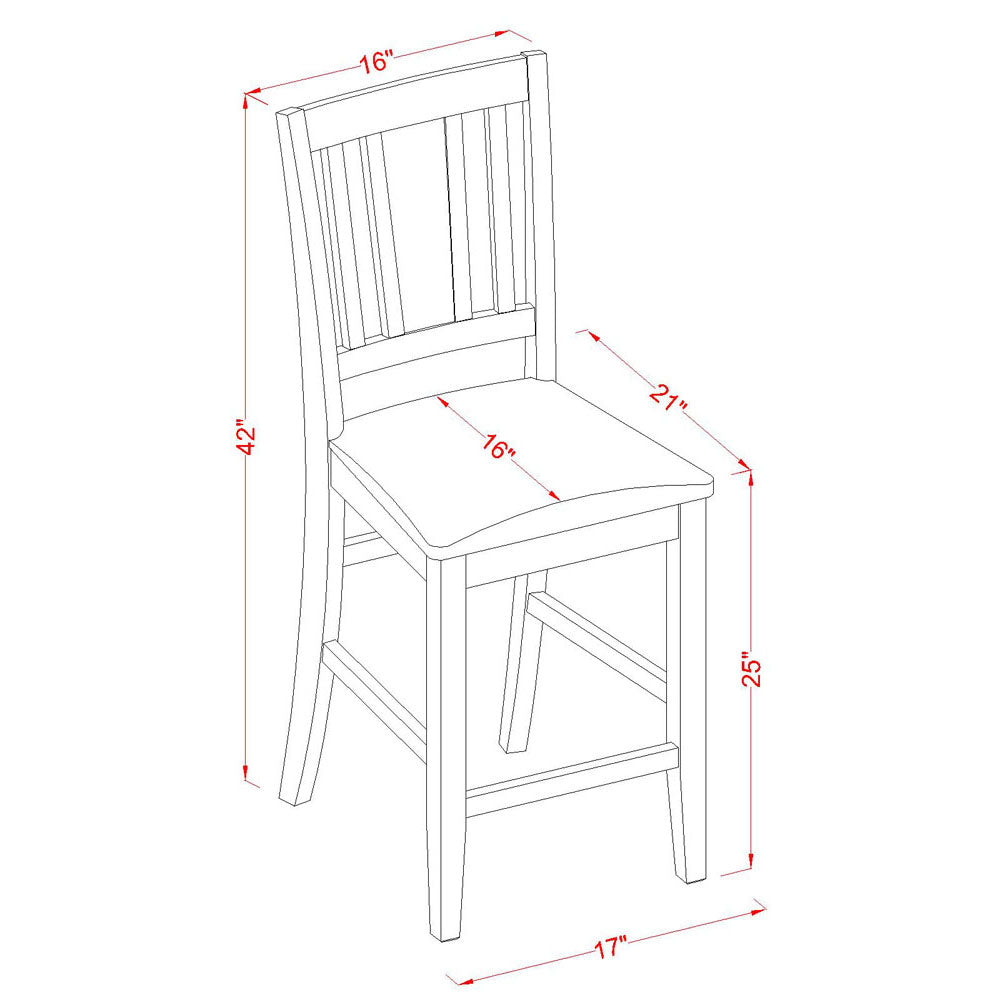 BUS-BLK-LC Buckland Counter Height Chair with Faux Leather Upholstered Seat in Black Finish