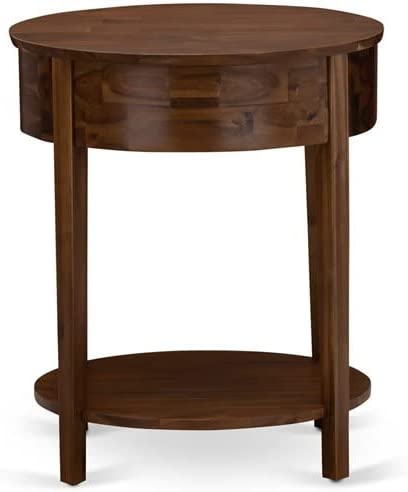Solid Wood HI-08-ET Wooden Nightstand Accent Table with Drawer Antique Walnut Finish