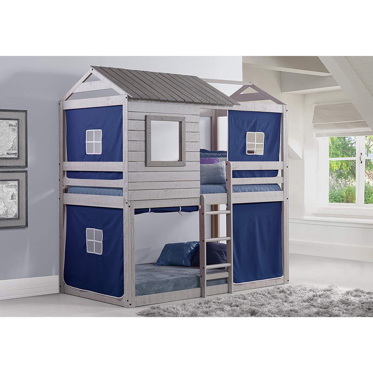 Donco Kids Deer Blind Bunk Loft Bed-Style:Bed with blue tent