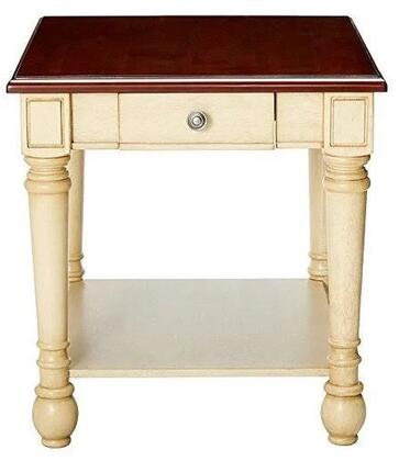 Rectangular End Table Dark Brown and Antique White