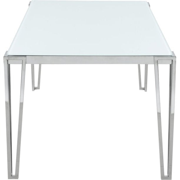 Pauline Rectangular Dining Table With Metal Leg White And Chrome