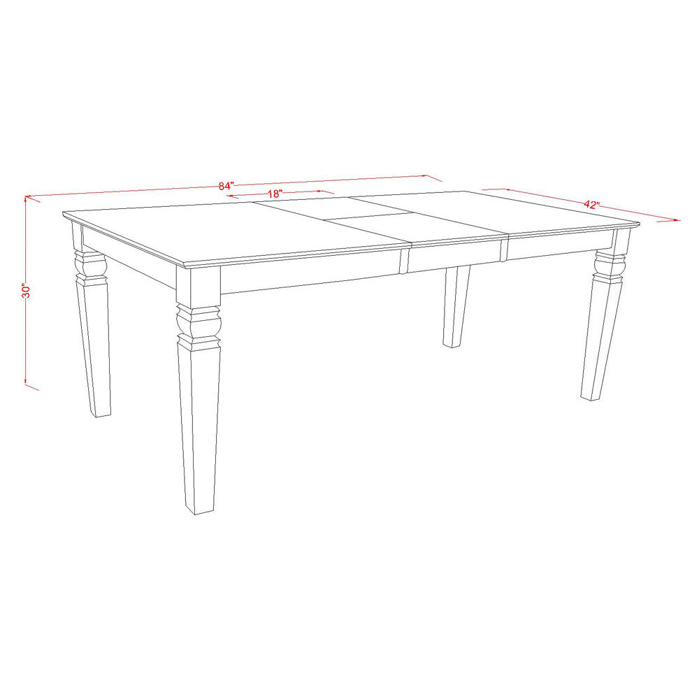 LGDA5-LWH-W 5PC Rectangular 66/84 inch Table with 18 In Leaf and 4 vertical slatted Chairs