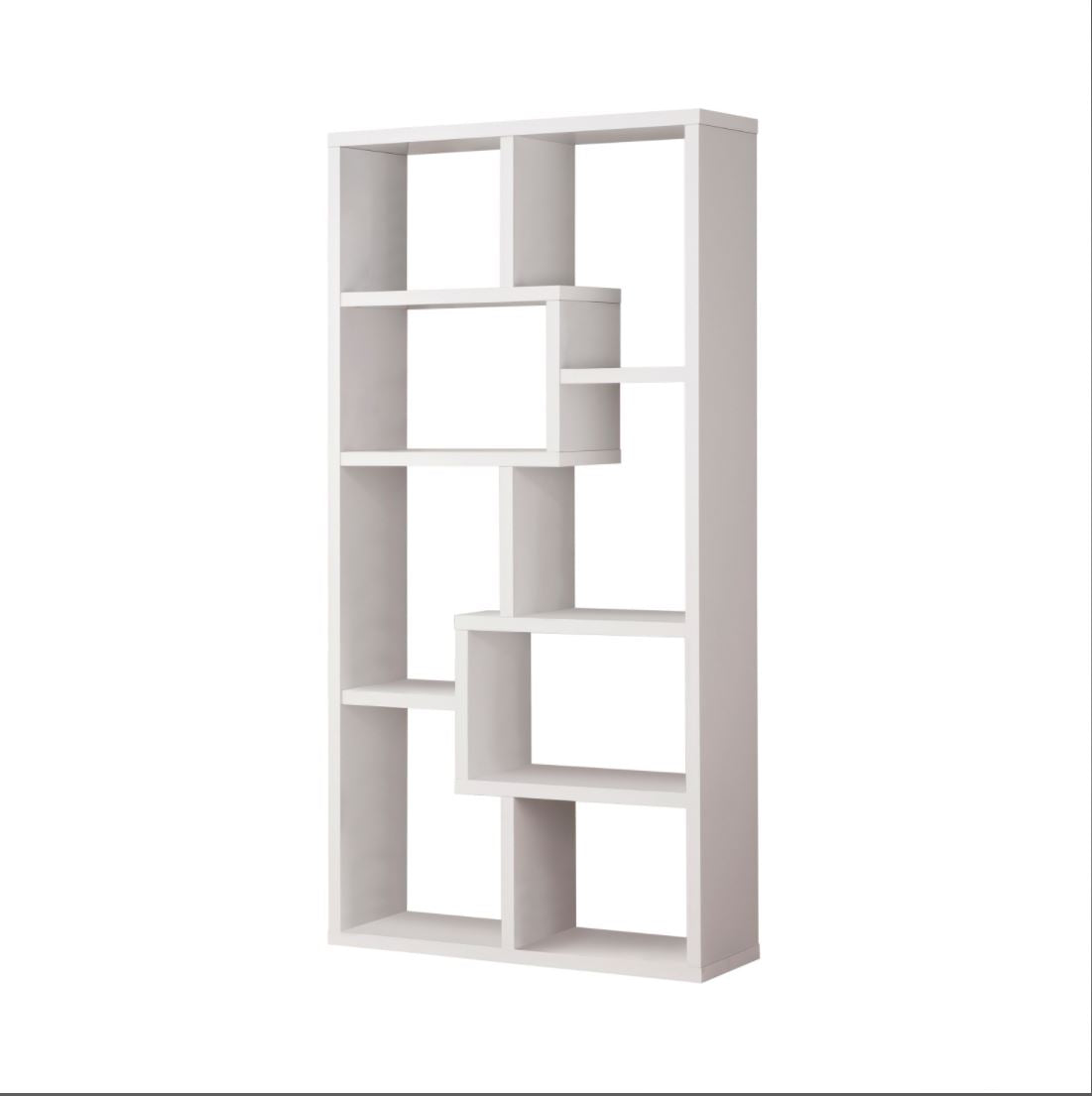 Modern Multiple Cube Geometric 10-Shelf Bookcase White