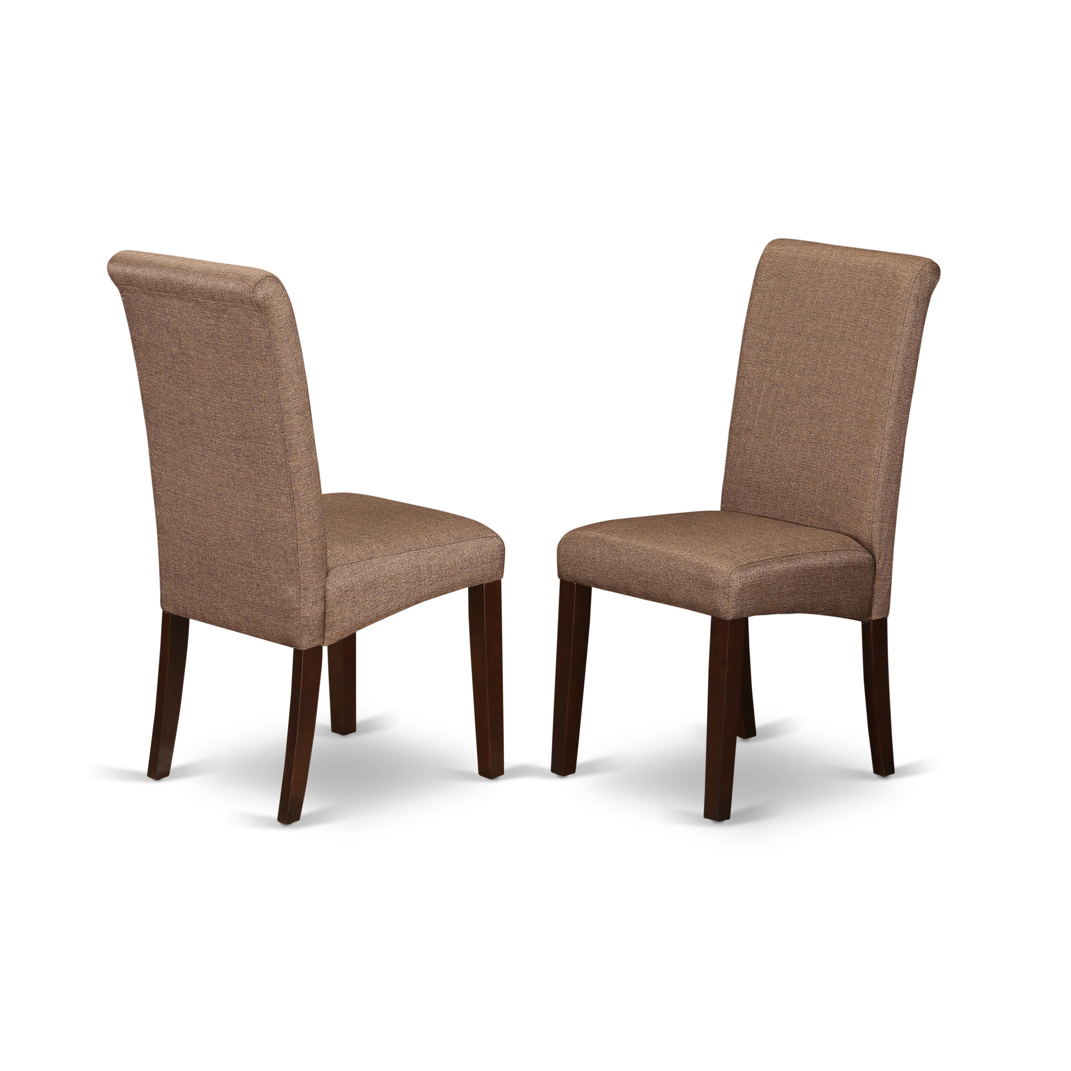 DOBA5-MAH-18 5Pc Kitchen table with linen brown fabric Parson chairs with mahogany chair legs