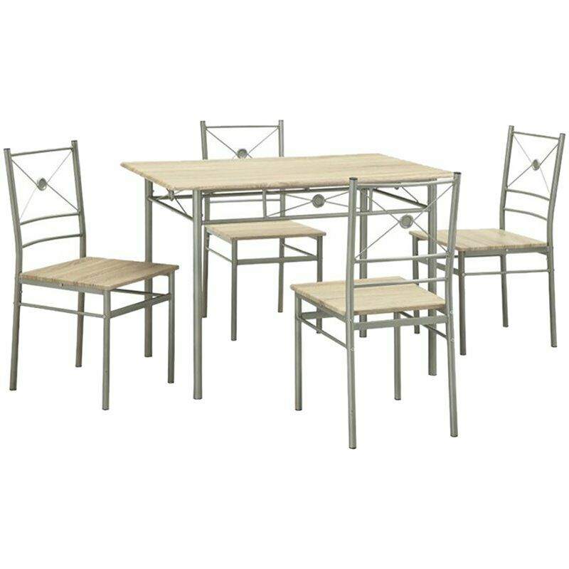 Coaster 5-piece Metal Rectangular Dining Set in Brushed Silver 100035