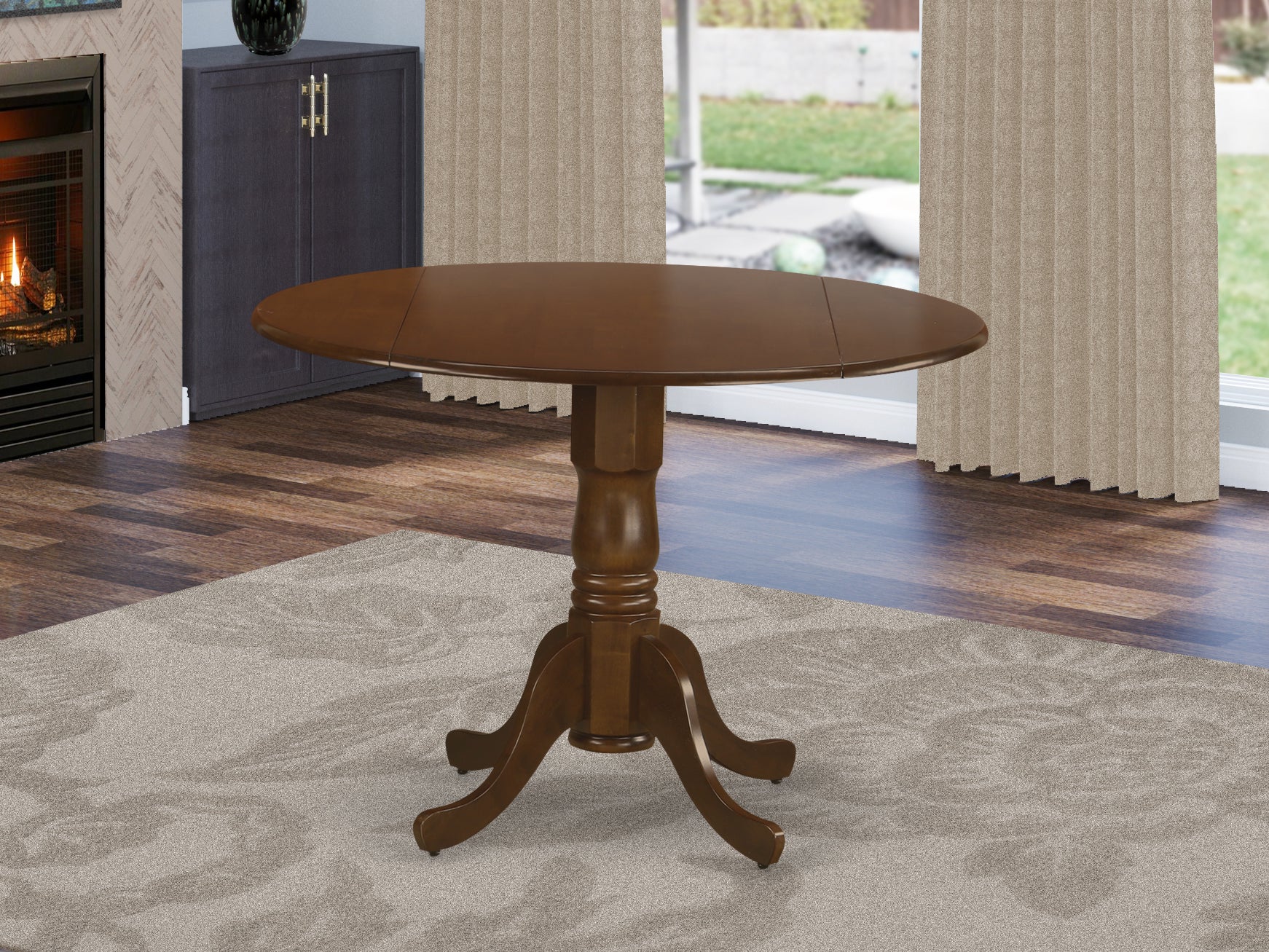 Dunblin Round Wood Dining Table with 29" Drop Leaves in Espresso