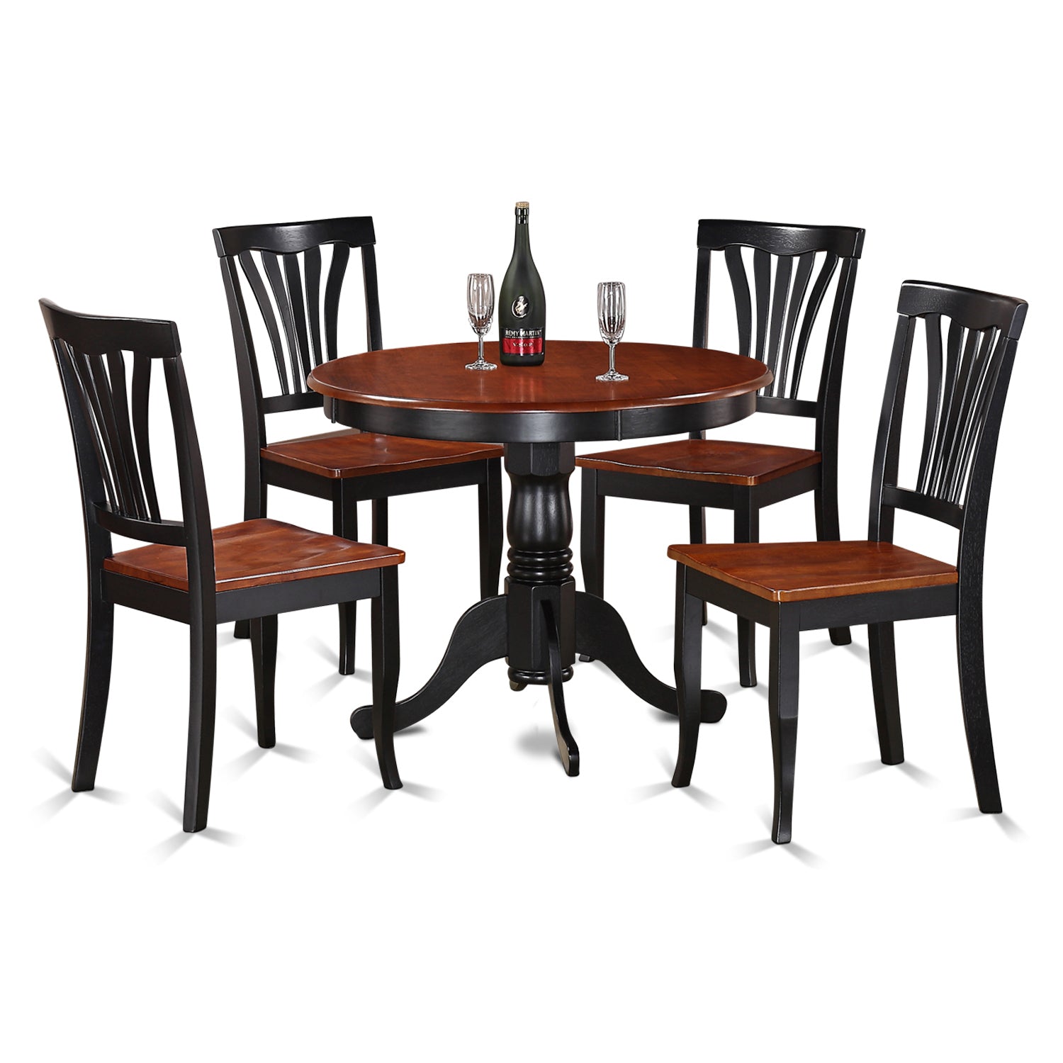 ANAV5-BLK-W 5 PC small Kitchen Table set-small Kitchen Table and 4 Dining Chairs