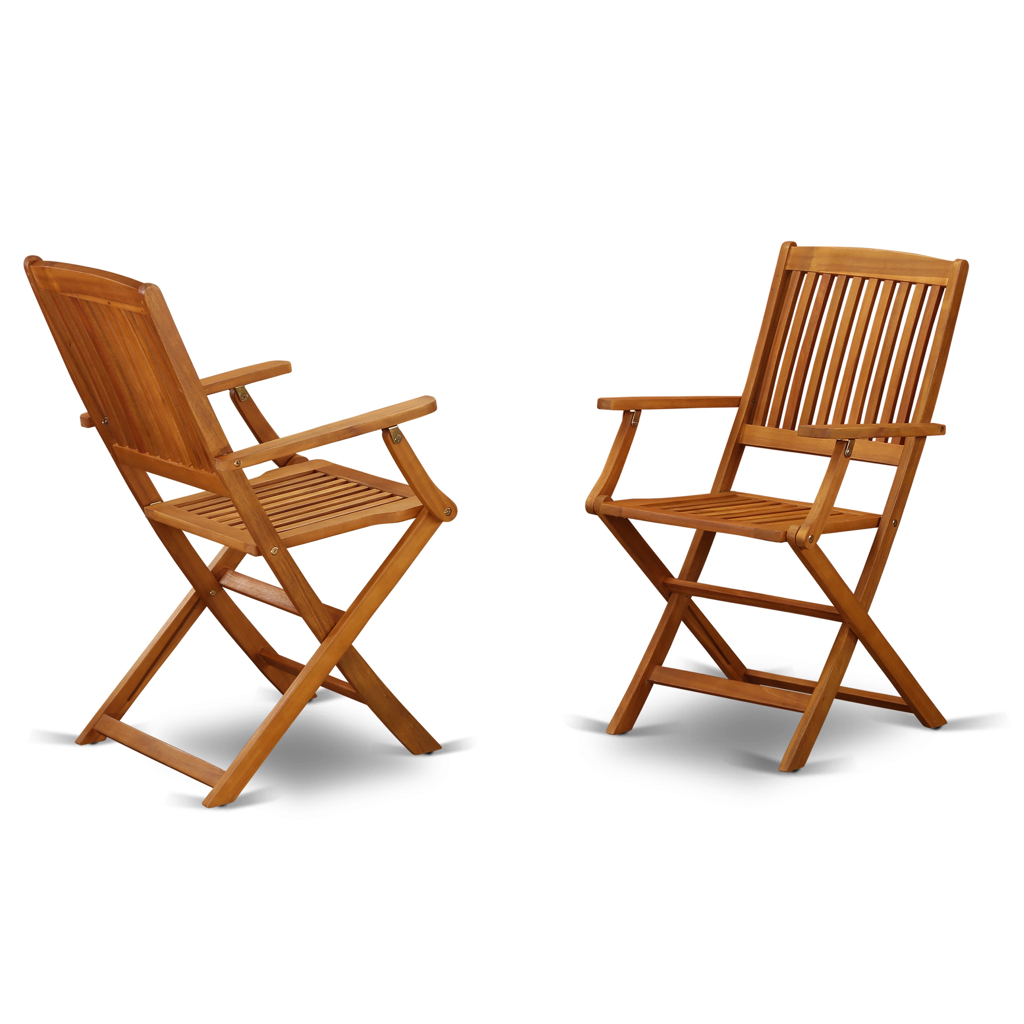 BCMCANA Solid Acacia wood Balcony Folding Arm Chair -Set of two