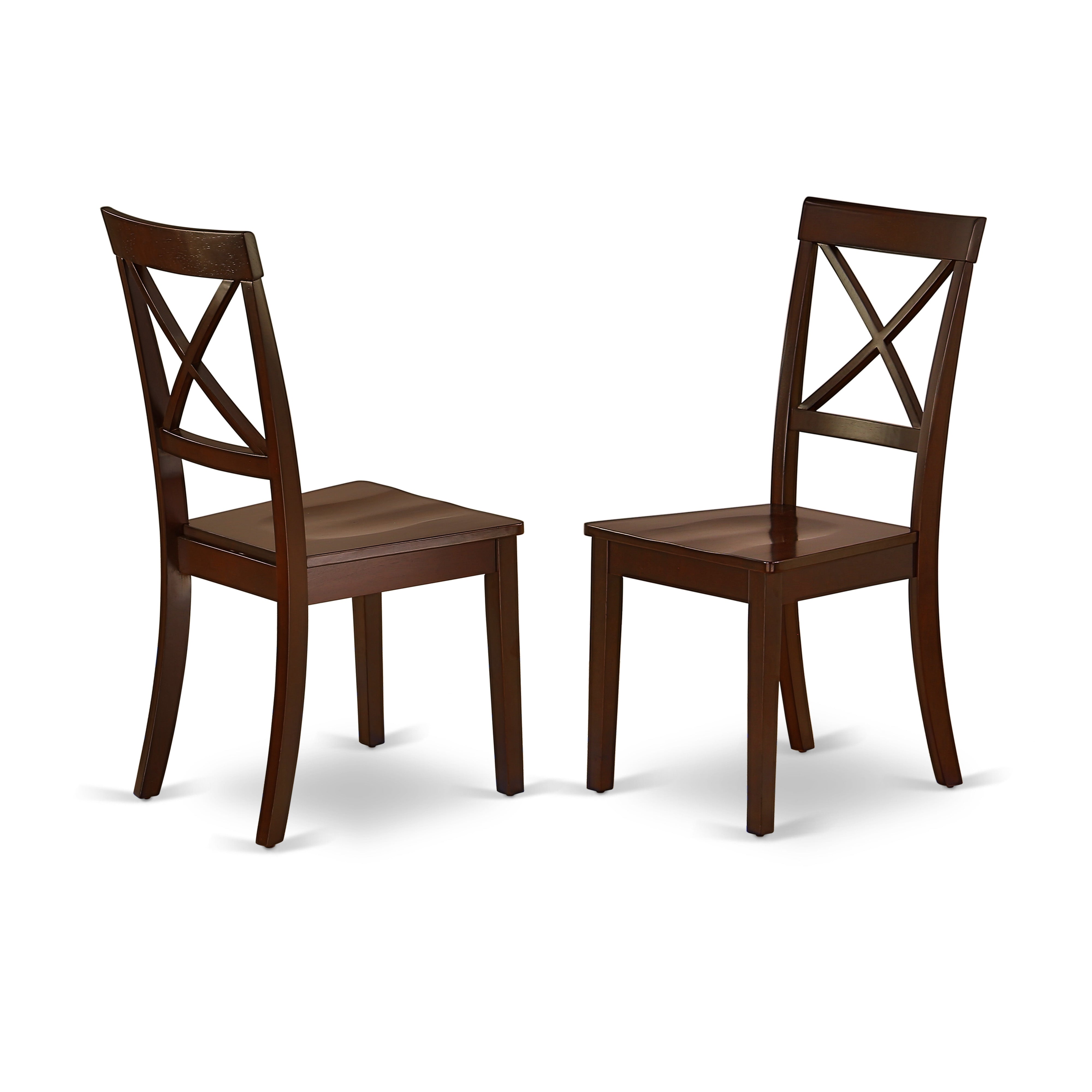 ANBO3-MAH-W 3Pc Round 36 Inch Dining Table And A Pair Of Wood Seat Kitchen Chairs