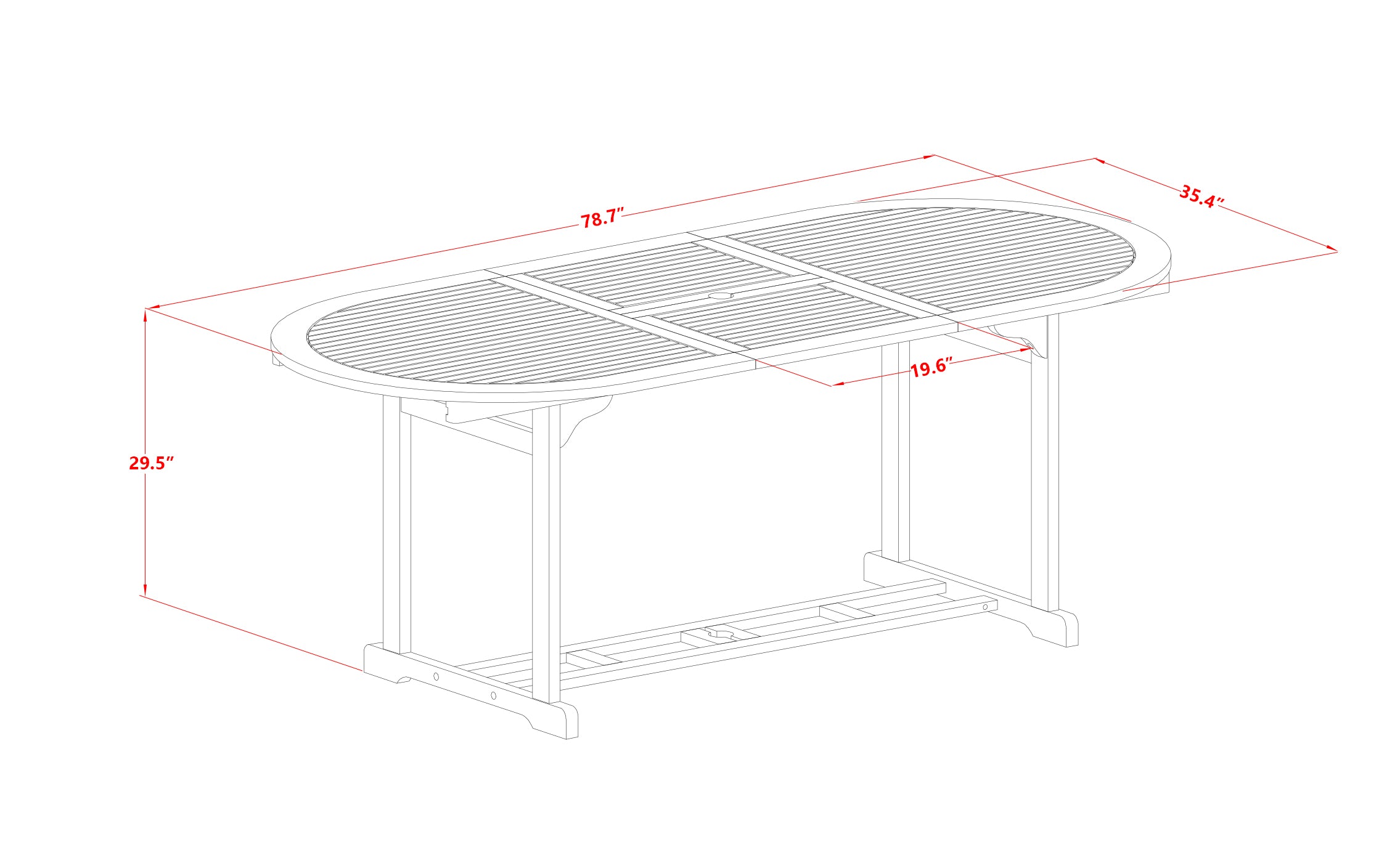 BBSTXNA Oval Terrace Acacia solid wood Dining Table - Natural Oil Finish- Extension butterfly leaf