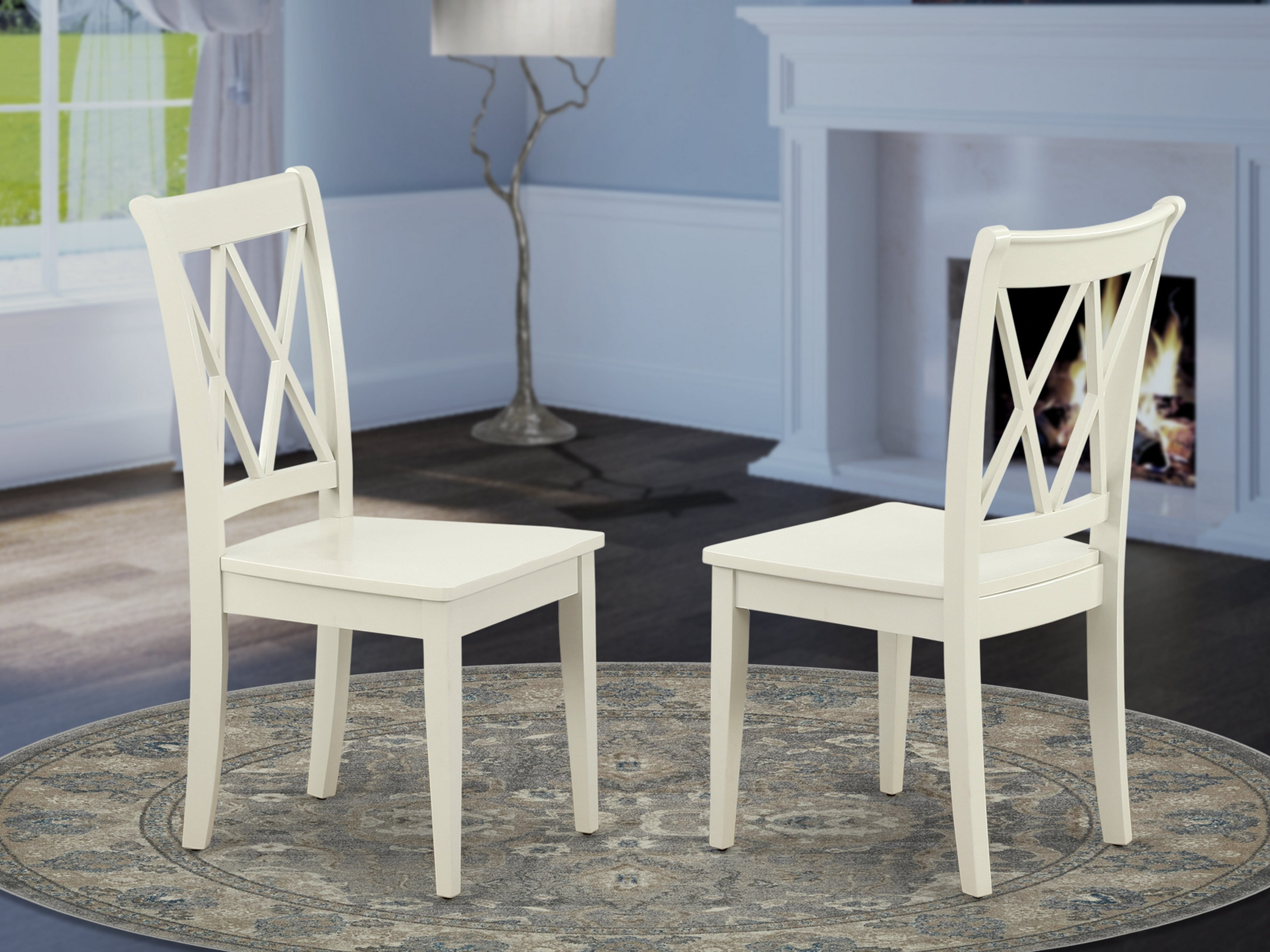 CLC-LWH-W Clarksville Double X-back chairs in Linen White finish