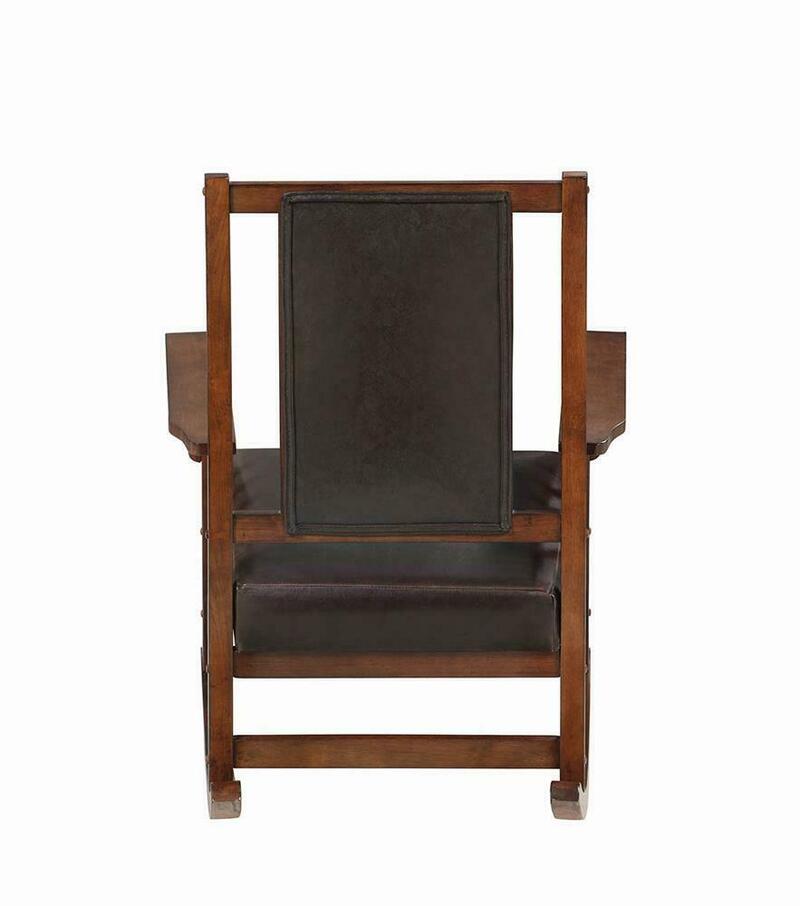 Coaster Upholstered Traditional Tobacco Rocking Chair With Leatherette Seat