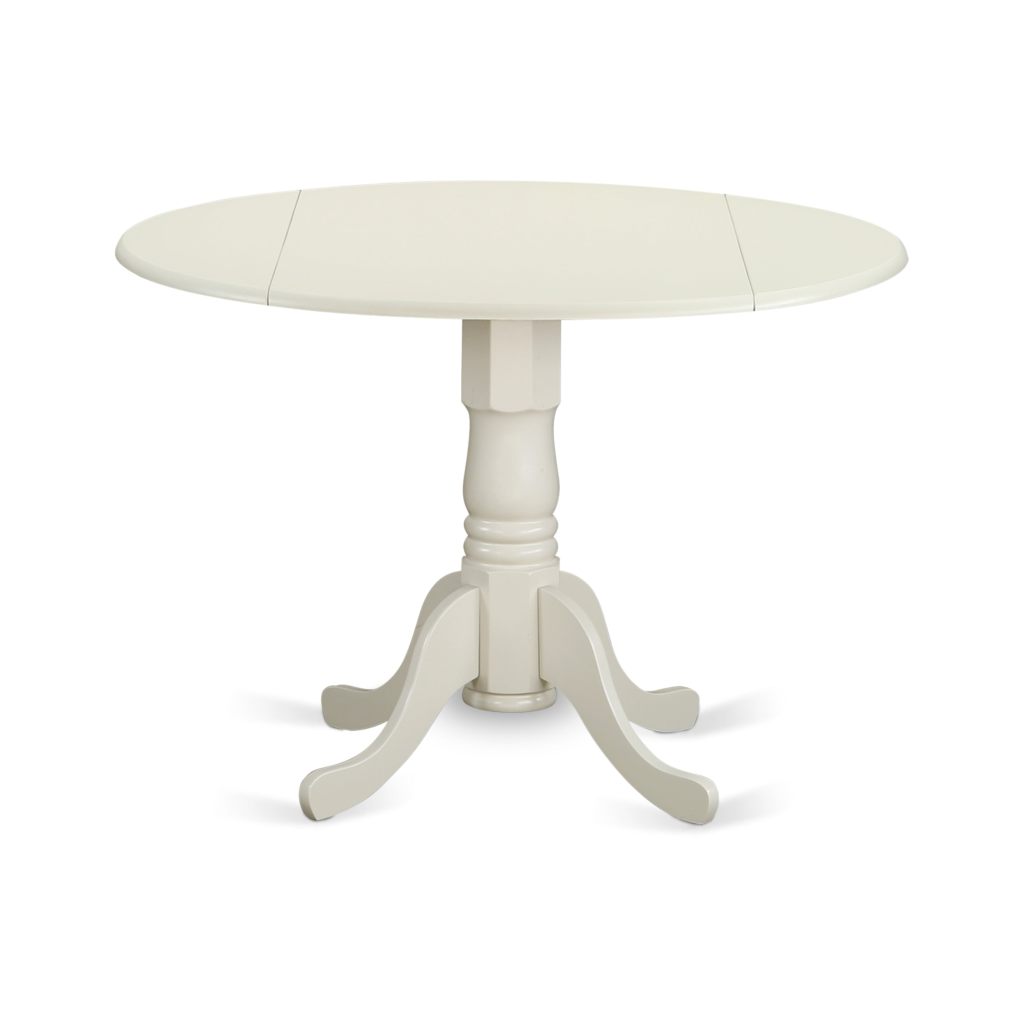 DLDA5-LWH-W 5PC Round 42 inch Table with Two 9-Inch Drop Leaves and 4 vertical slatted Chairs